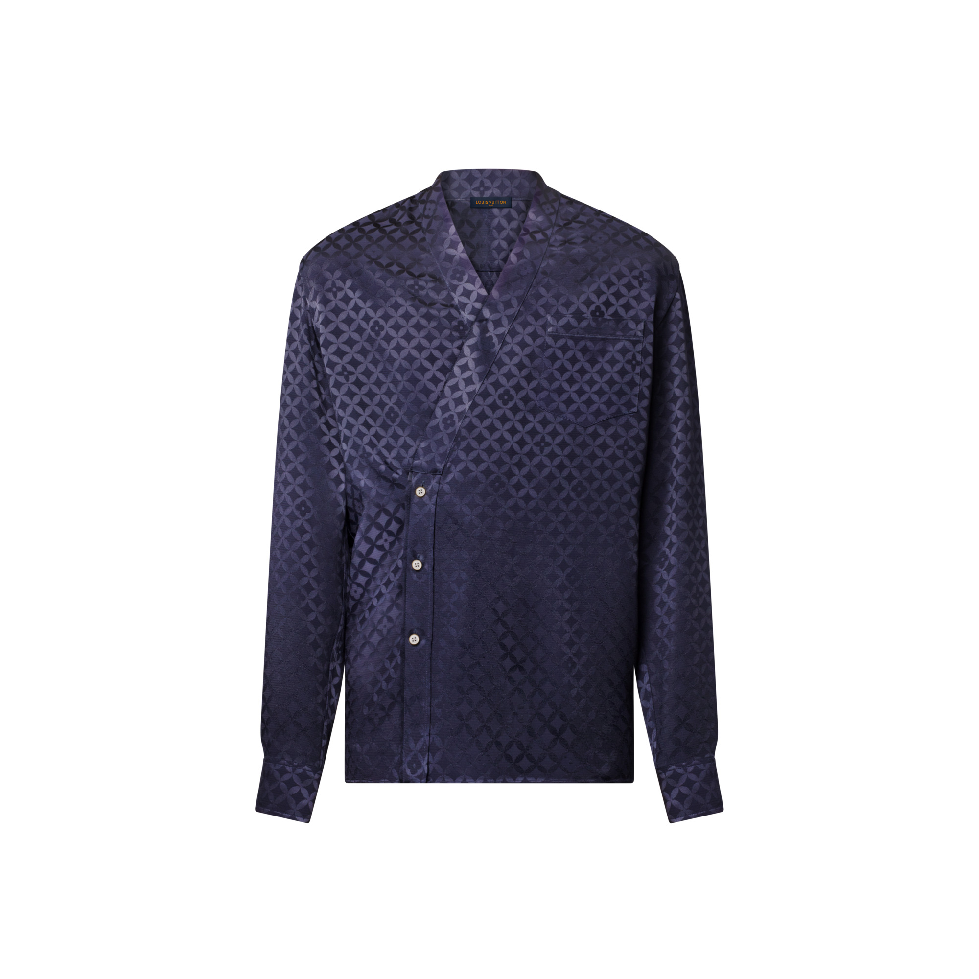 Graphic Jacquard Long-Sleeved Kimono Shirt - 1
