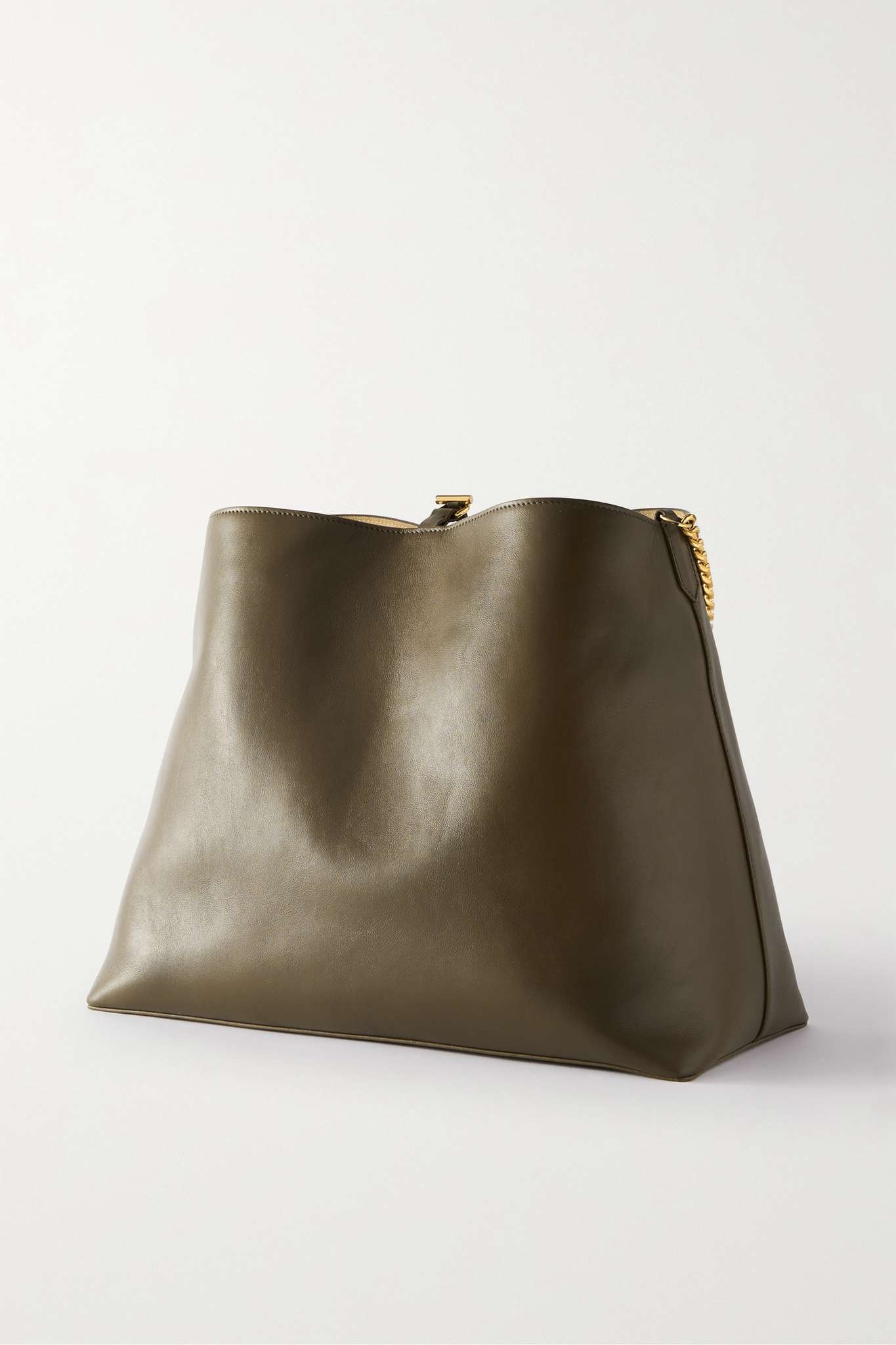 Chain-embellished leather shoulder bag - 3