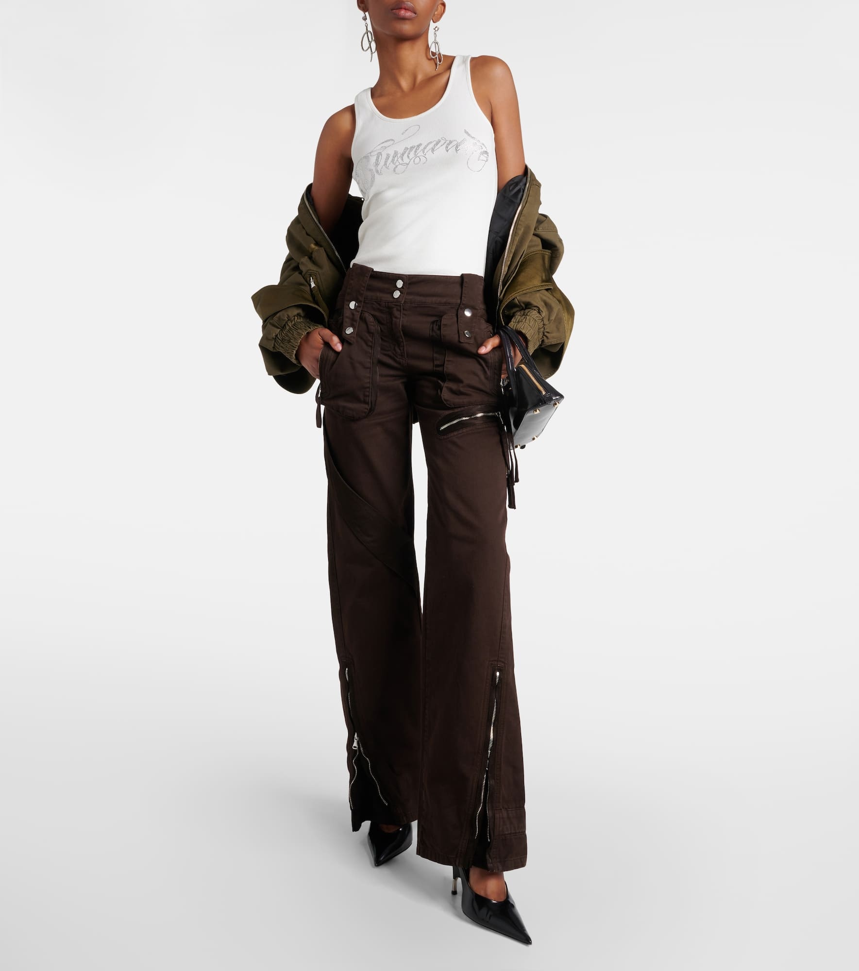 Low-rise denim cargo pants - 2