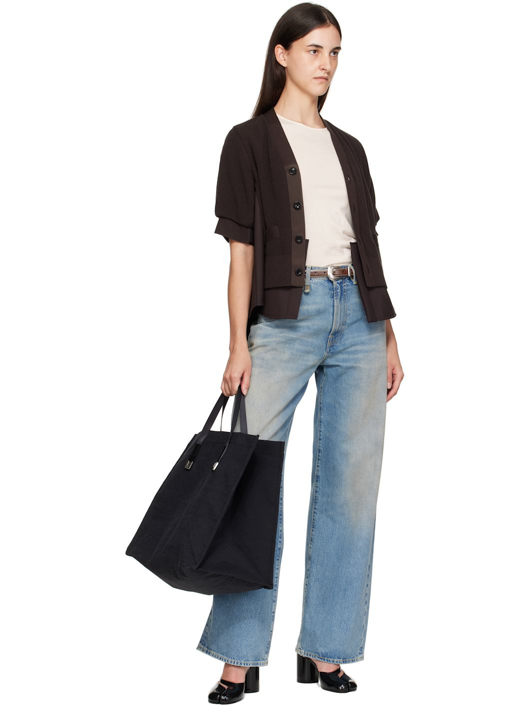 Black Square Tip Tote - 4