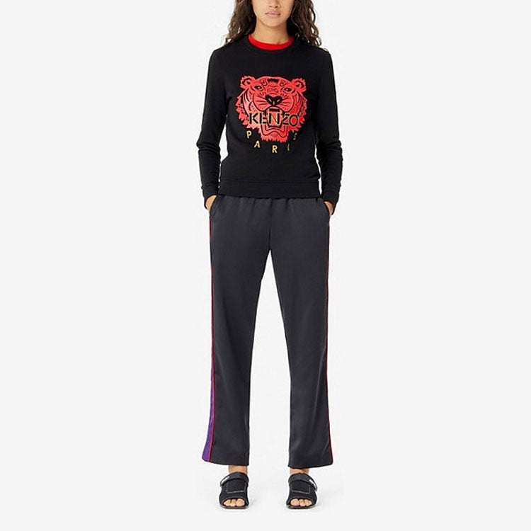 (WMNS) KENZO Tiger Head Cozy Round Neck Long Sleeves Hoodie Black FA52SW7054Z5-99 - 3