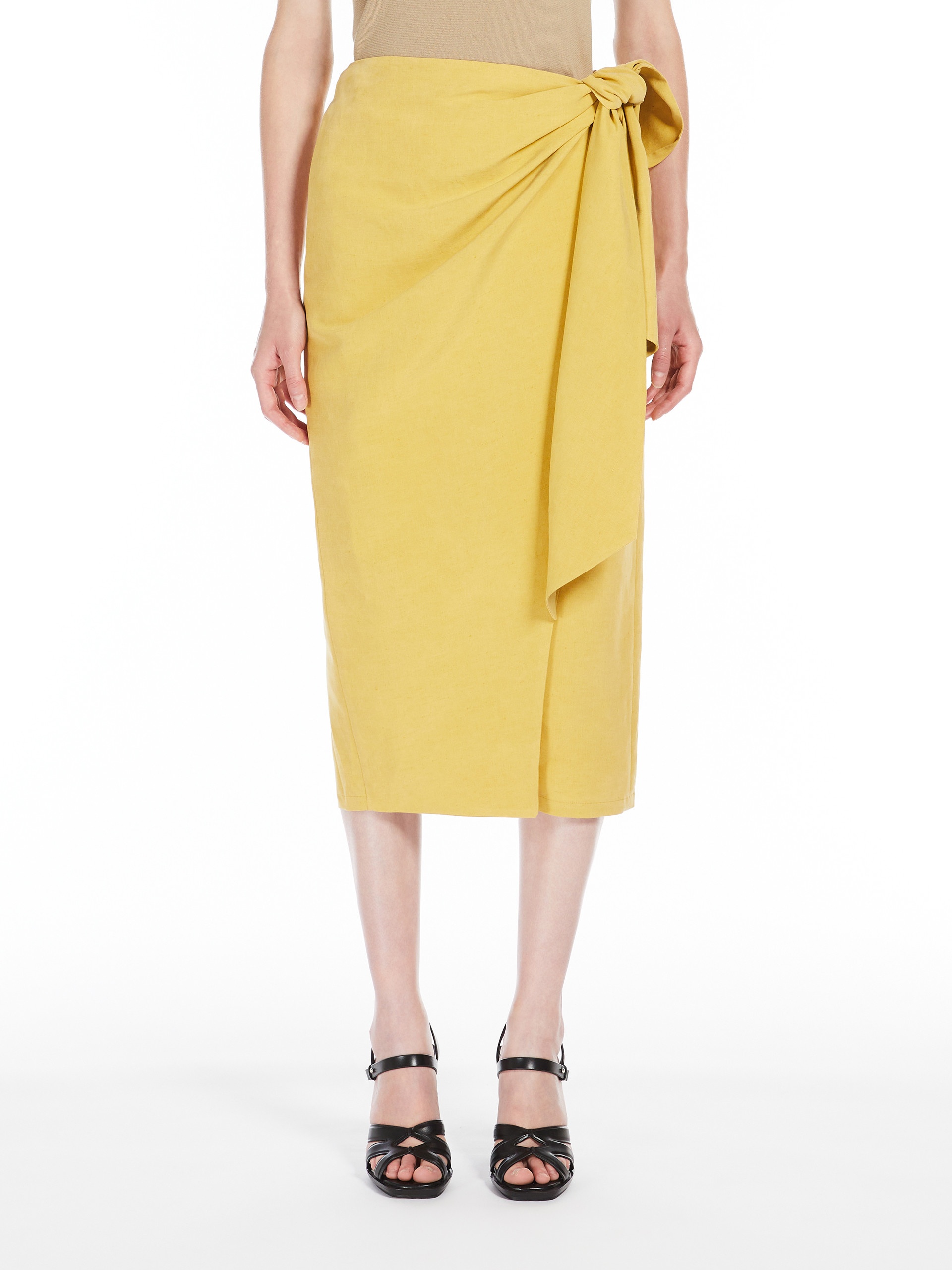 TEQUILA Linen and silk twill skirt - 3