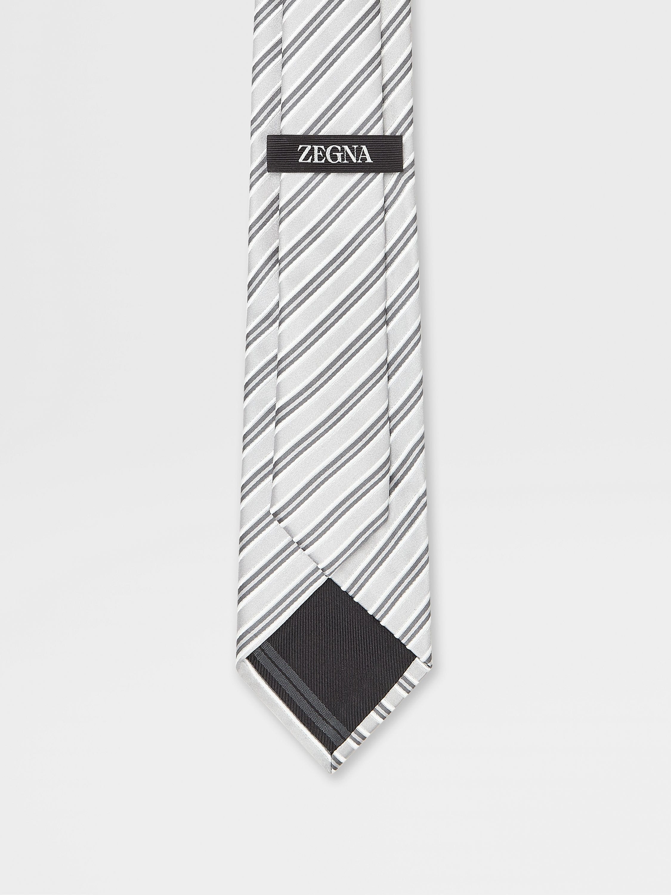 LIGHT GREY SILK TIE - 3