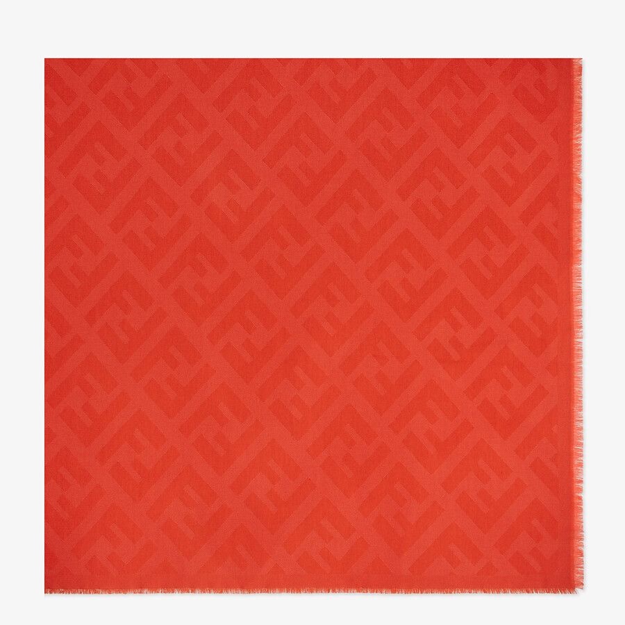 Red wool and cashmere shawl - 1