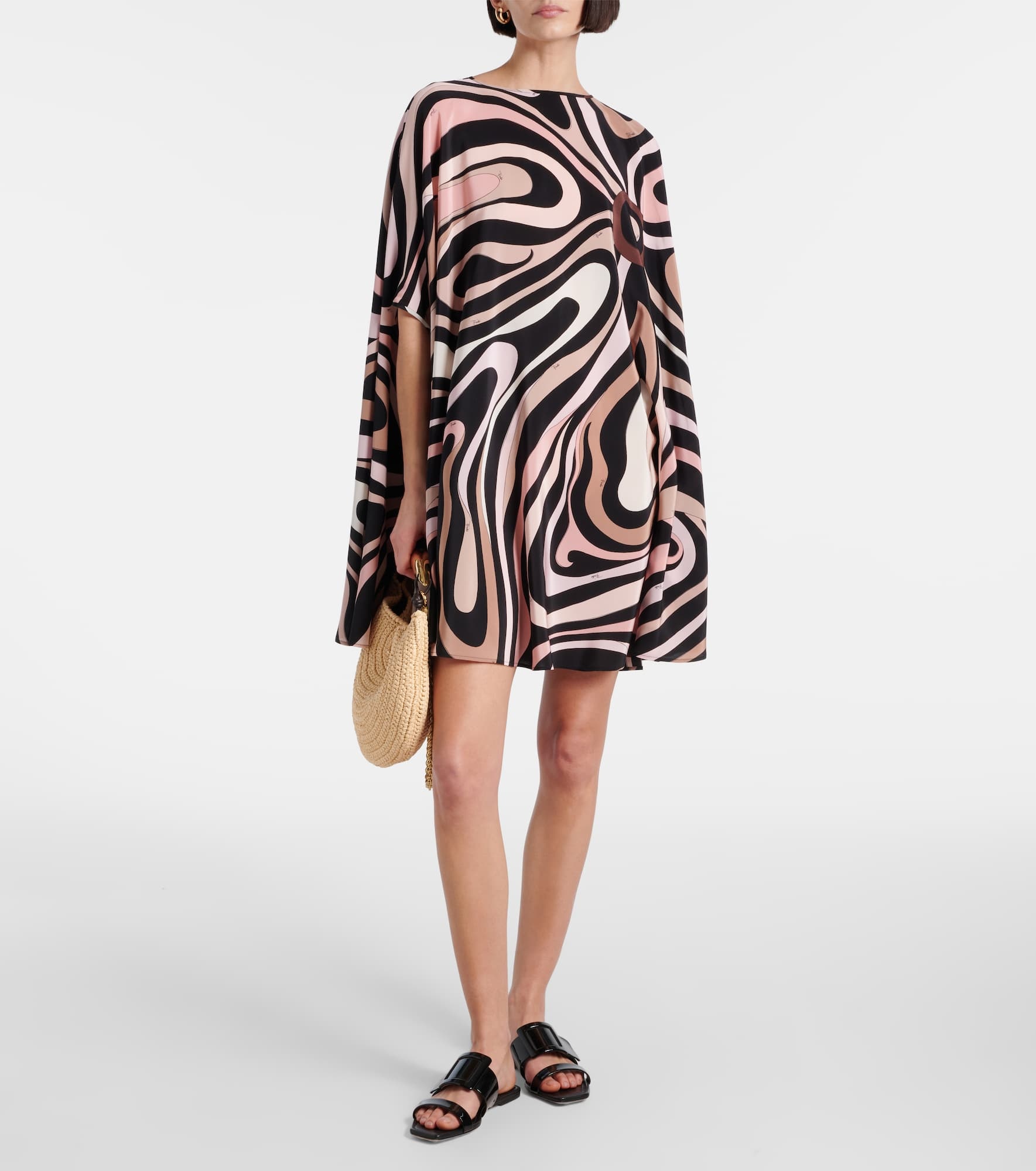 Marmo caped crêpe de chine minidress - 2