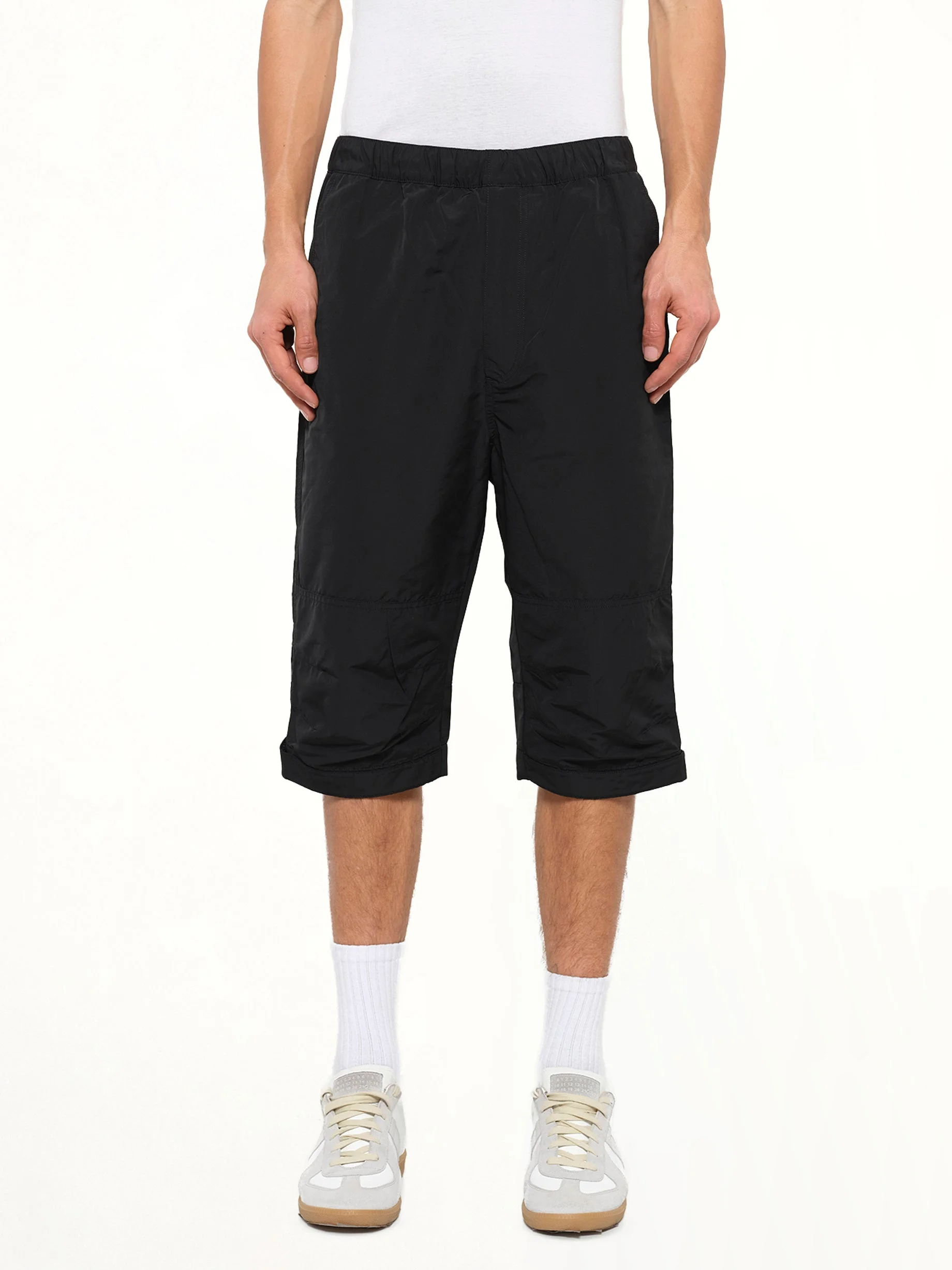 Long Stretch Waist Shorts in Black - 1