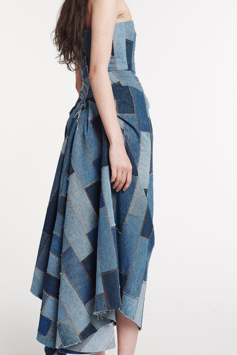 UPCYCLED DENIM DRESS WITH BACK GATHERING BLUE DENIM 5