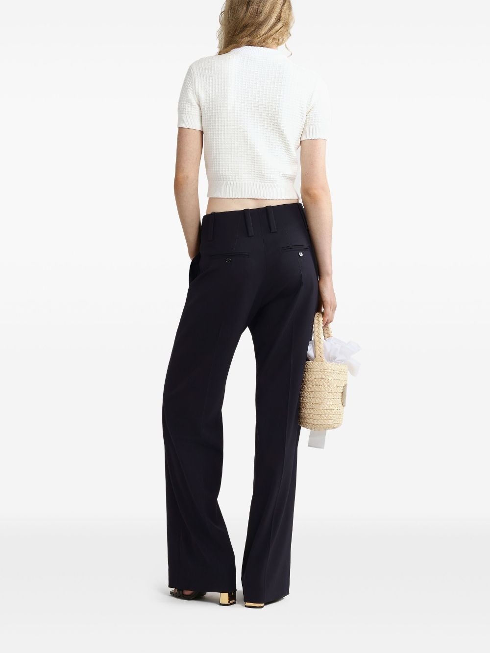 cropped waffle-knit cardigan - 3