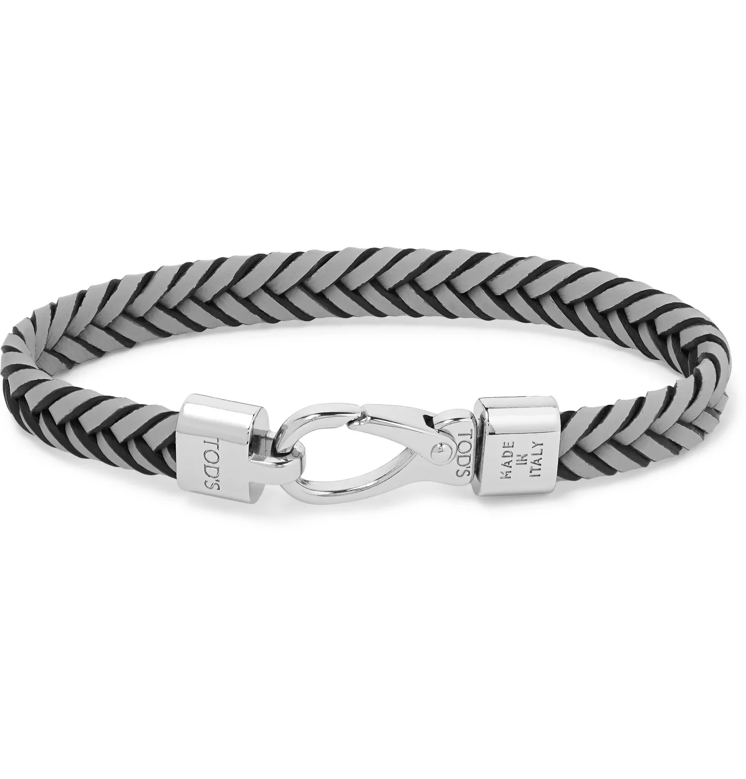 Woven Leather and Silver-Tone Bracelet - 1