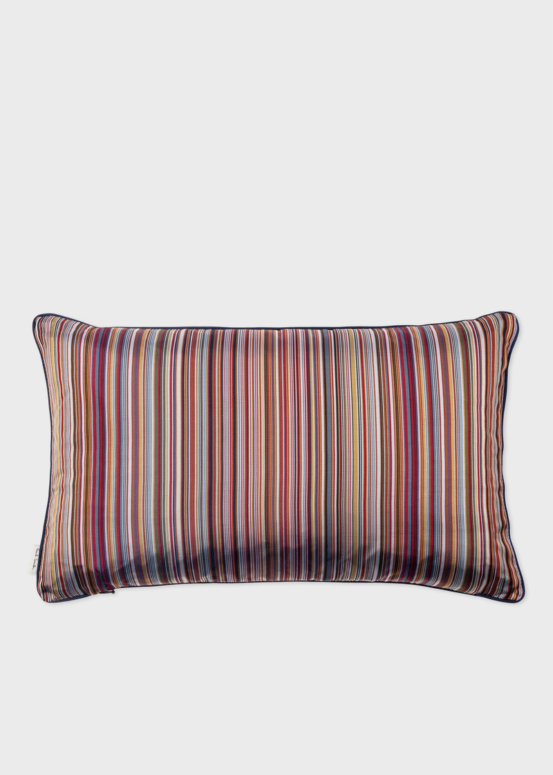 Classic 'Signature Stripe' Silk Bolster Cushion 6