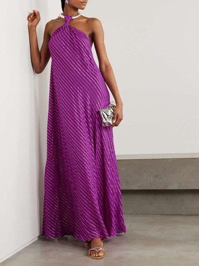 Johanna Ortiz + NET SUSTAIN Majestic Power embellished silk-blend chiffon halterneck maxi dress outlook