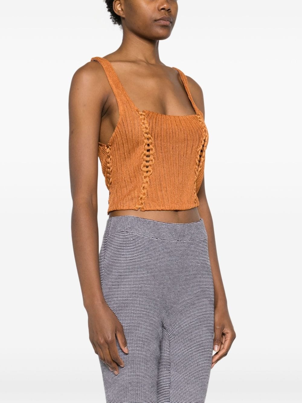 square-neck knitted cropped top - 3