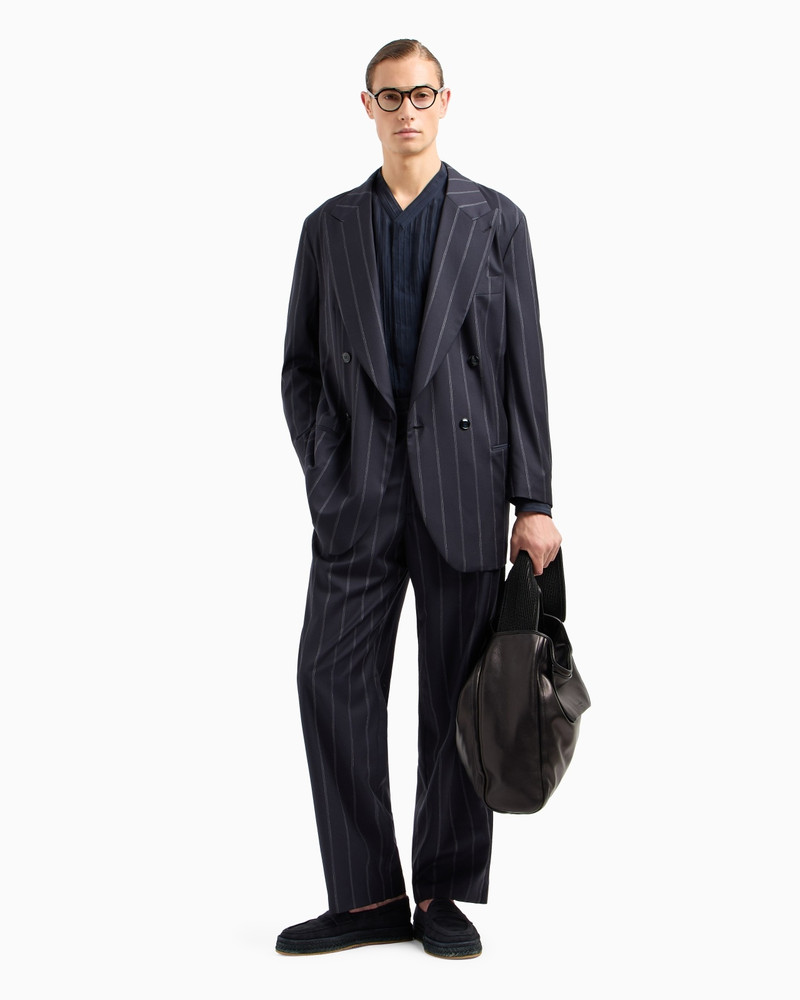 HERITAGE LINE DOUBLE-BREASTED PINSTRIPED SUIT IN VIRGIN WOOL 2
