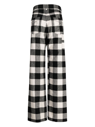 pushBUTTON check-print wide-leg trousers outlook