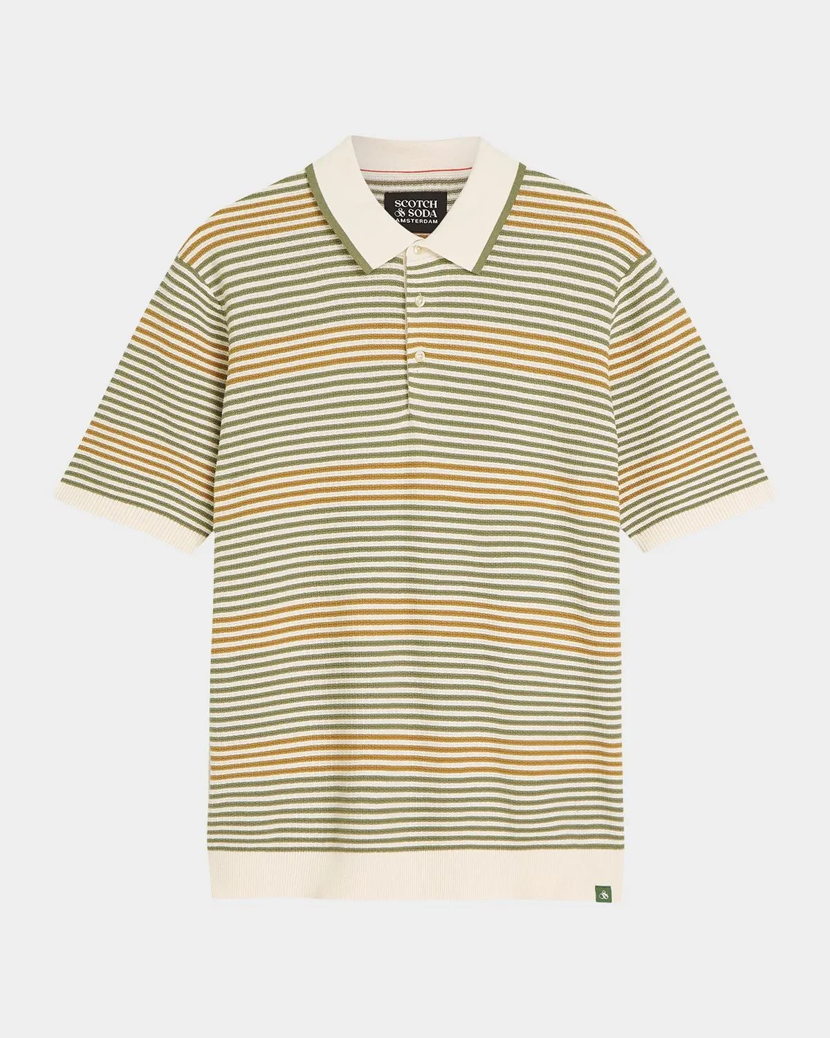 Men's Stripe Cotton Knit Polo Shirt - 1