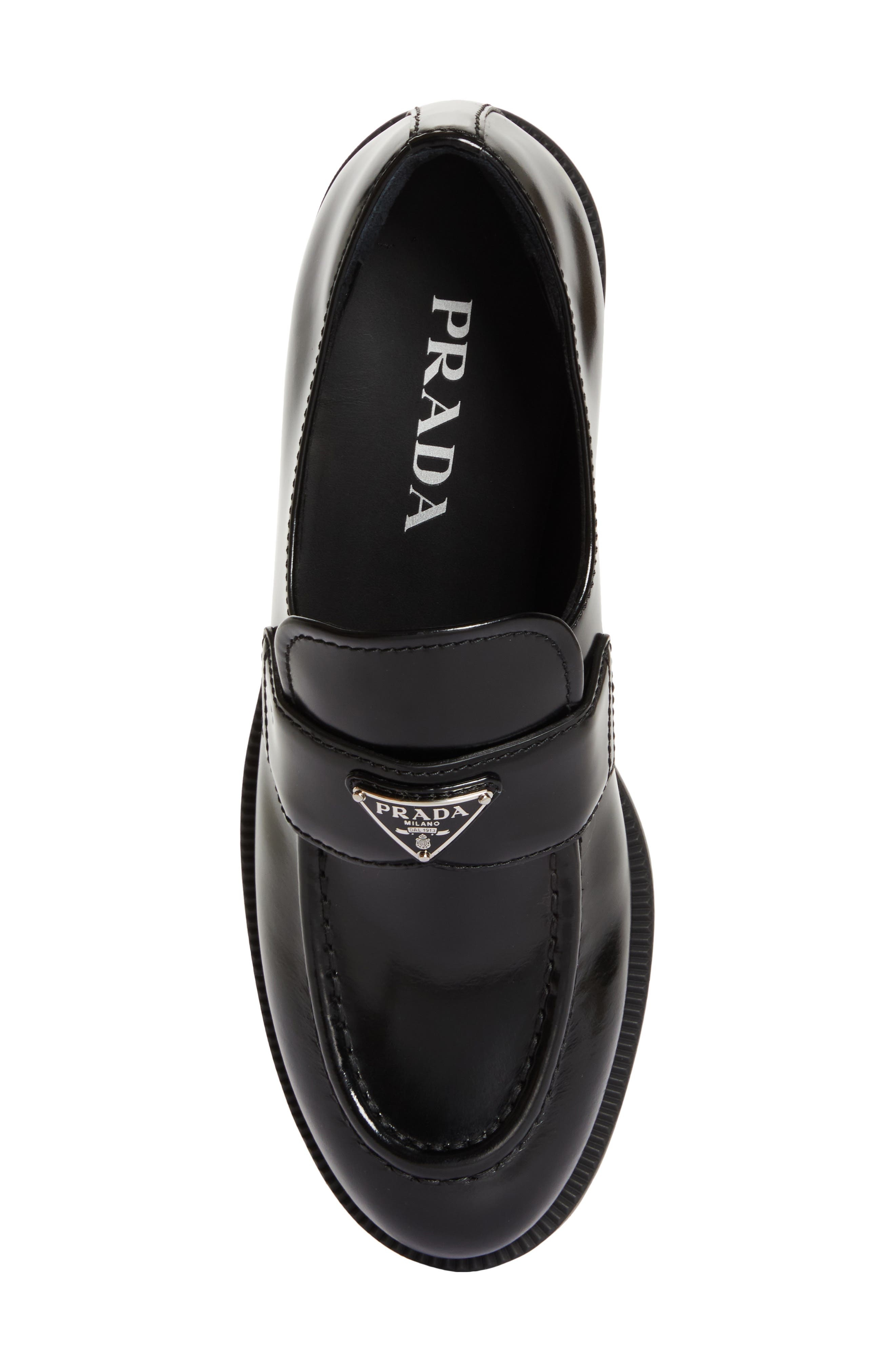 Prada Triangle Logo Patent Leather Loafer in Nero at Nordstrom - 5