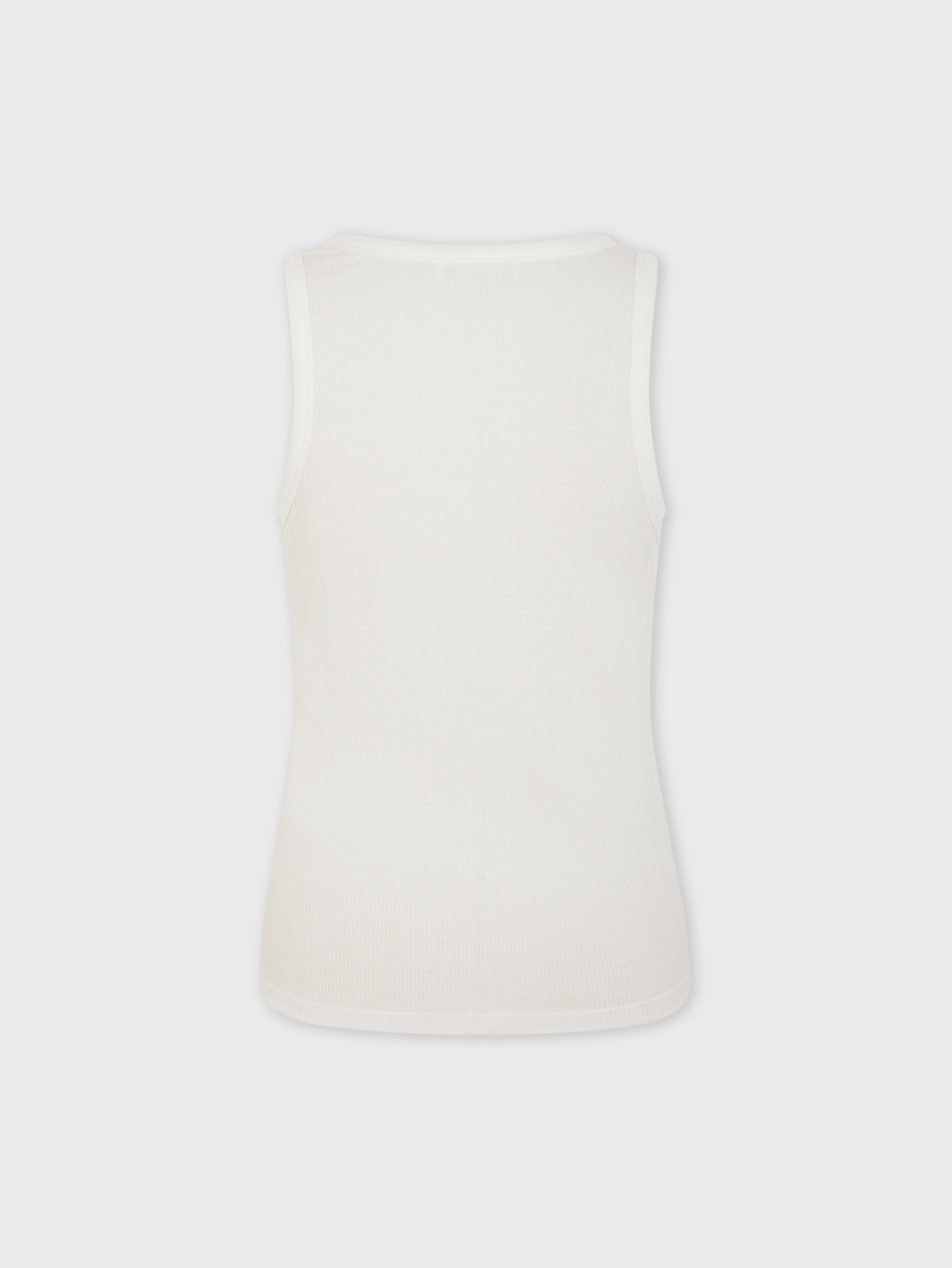 WHITE TANK TOP WITH SIGNATURE PIERCING - 4