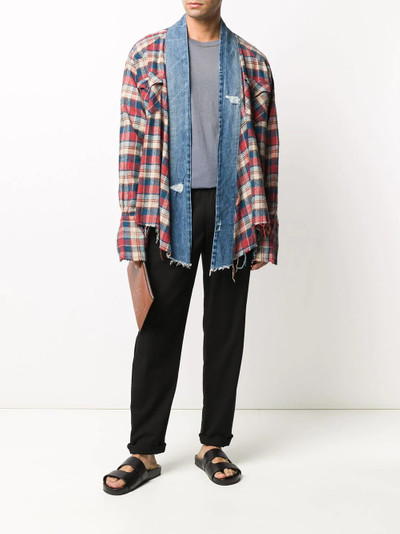 Greg Lauren checked denim-trimmed shirt jacket outlook