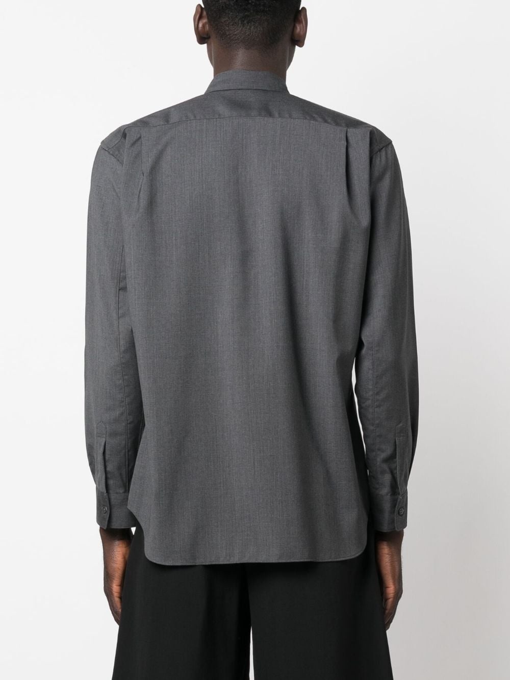 spread-collar wool shirt - 4
