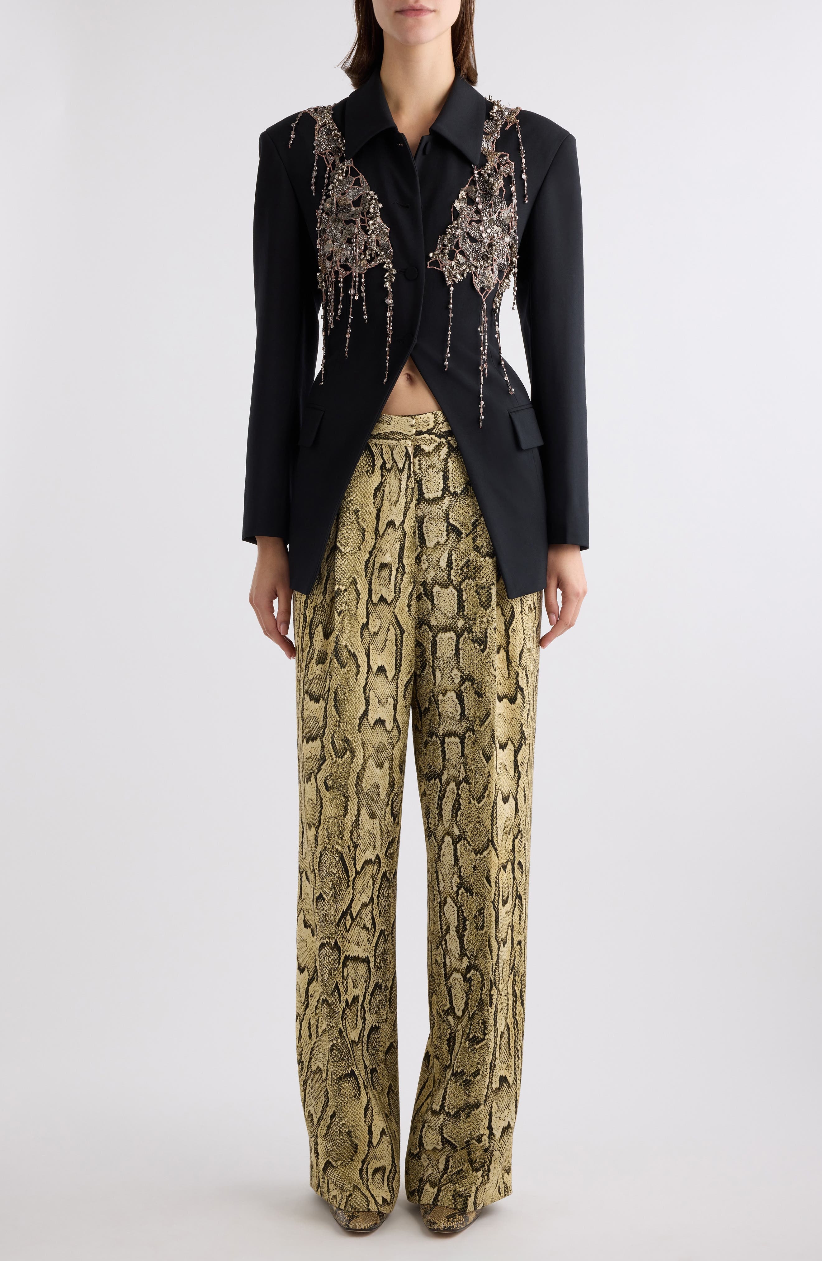 Dries Van Noten Embellished Wool & Mohair Cutaway Jacket in Black at Nordstrom - 7