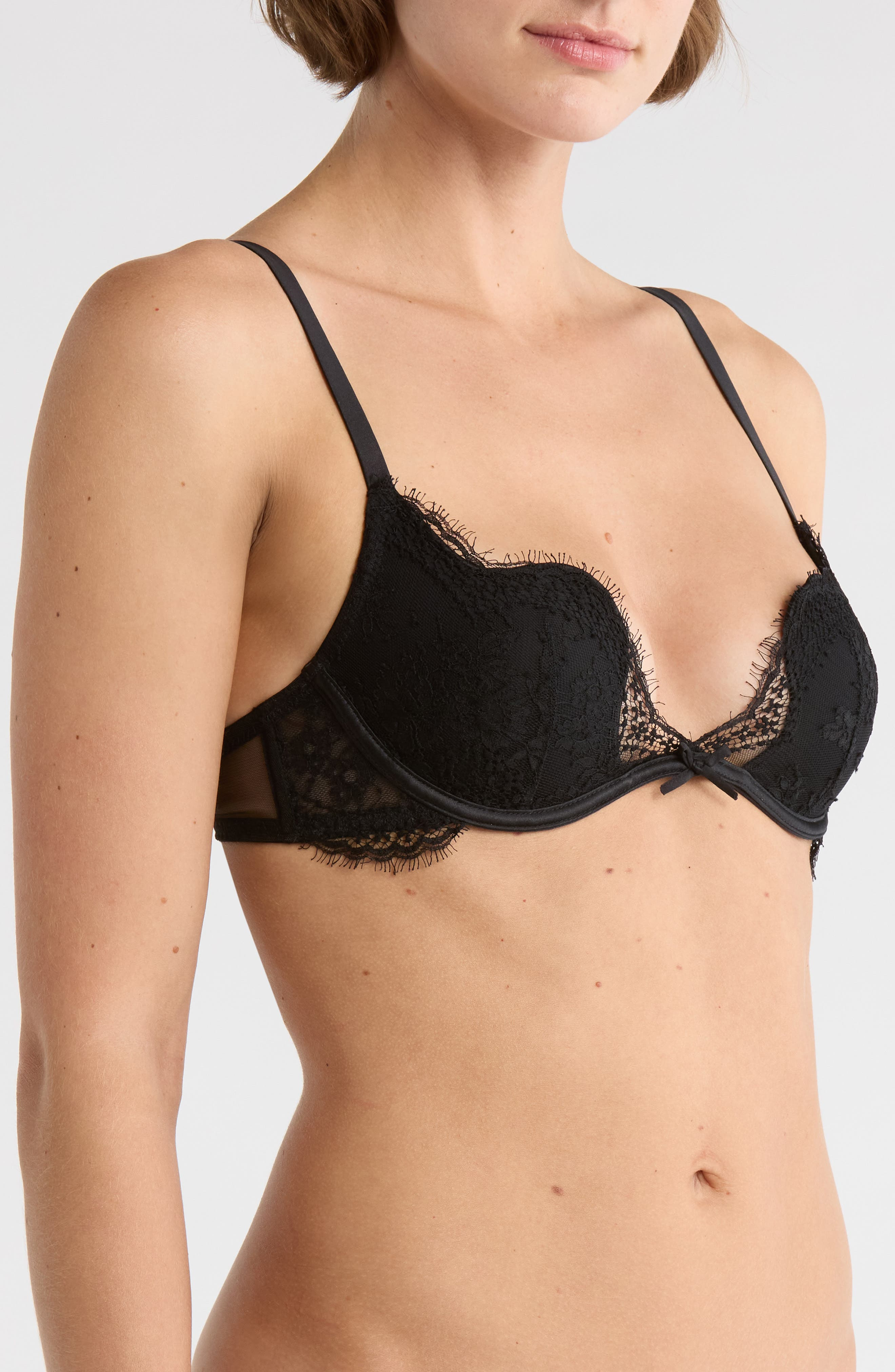 Fleur Du Mal Frankie Underwire Lace Plunge Demi Bra in Black at Nordstrom - 3