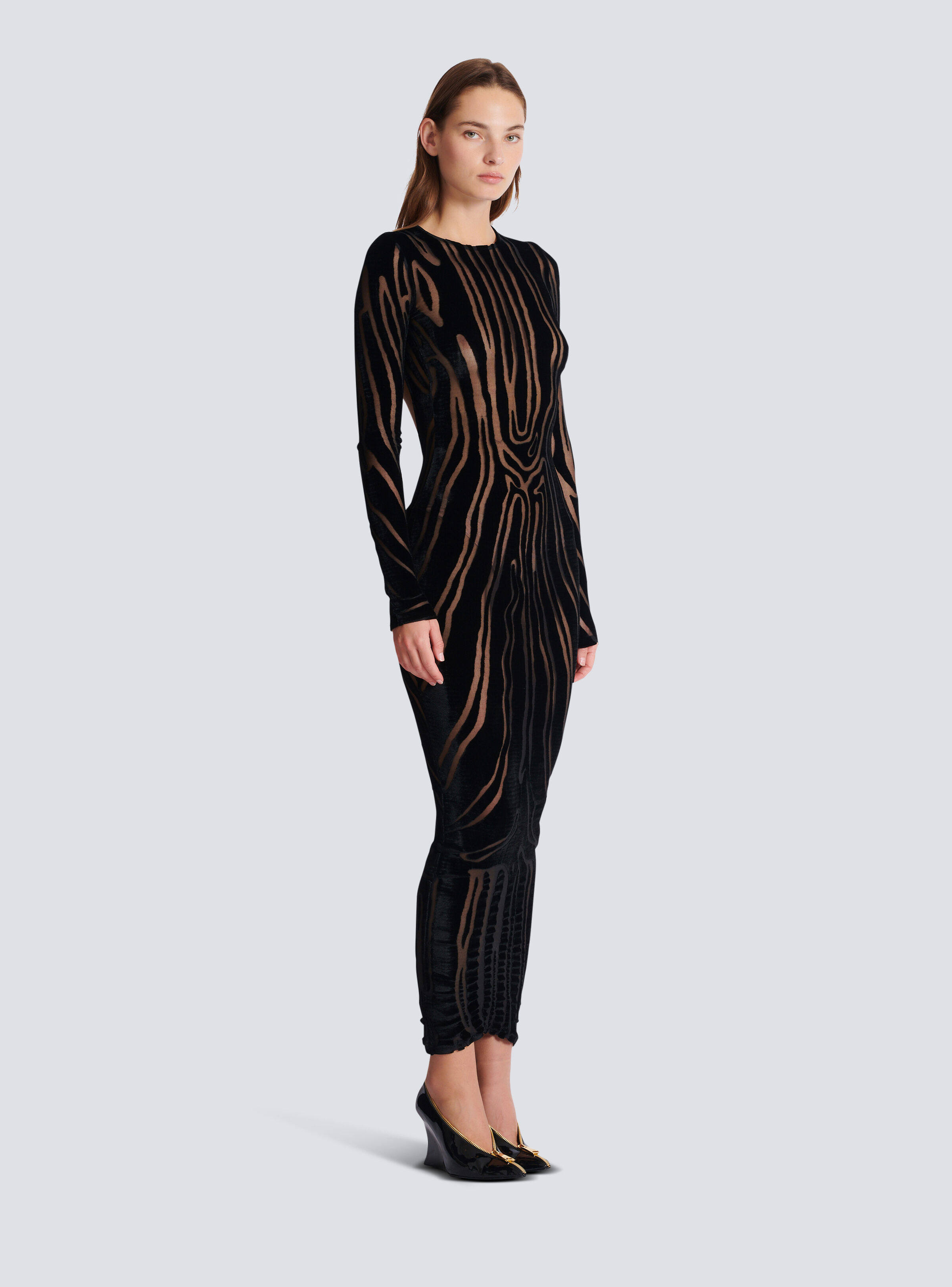Long zebra-print velvet dress - 3