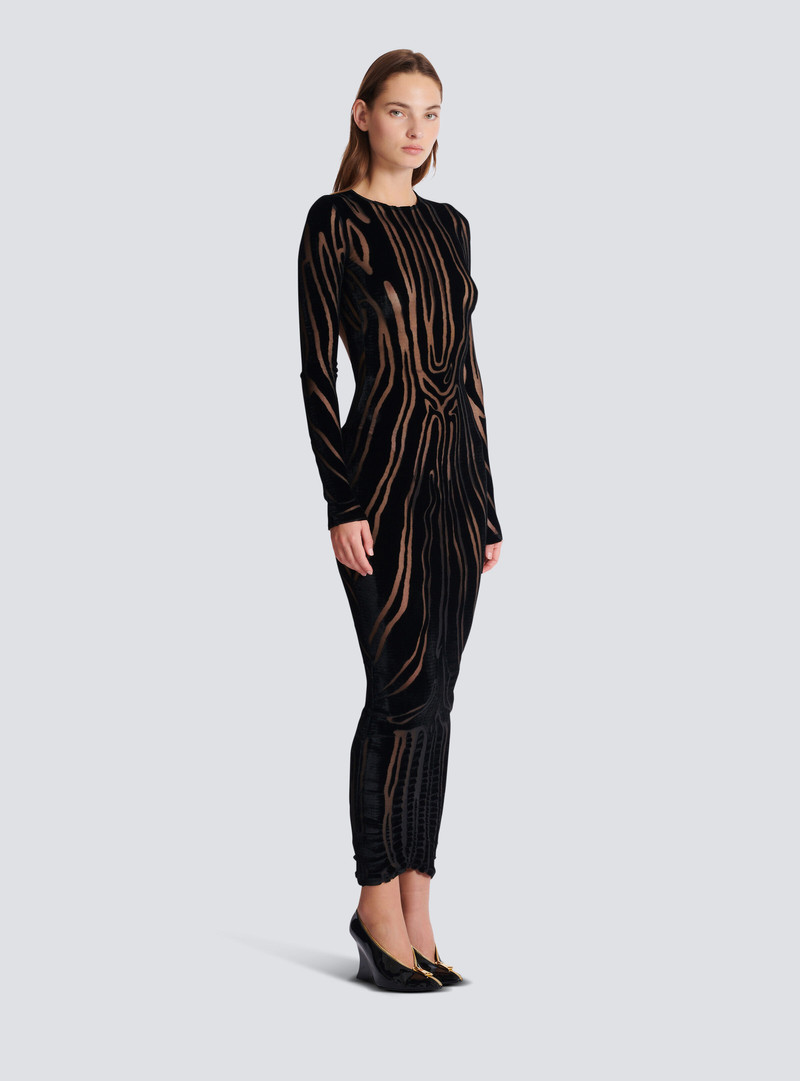 Long zebra-print velvet dress 3