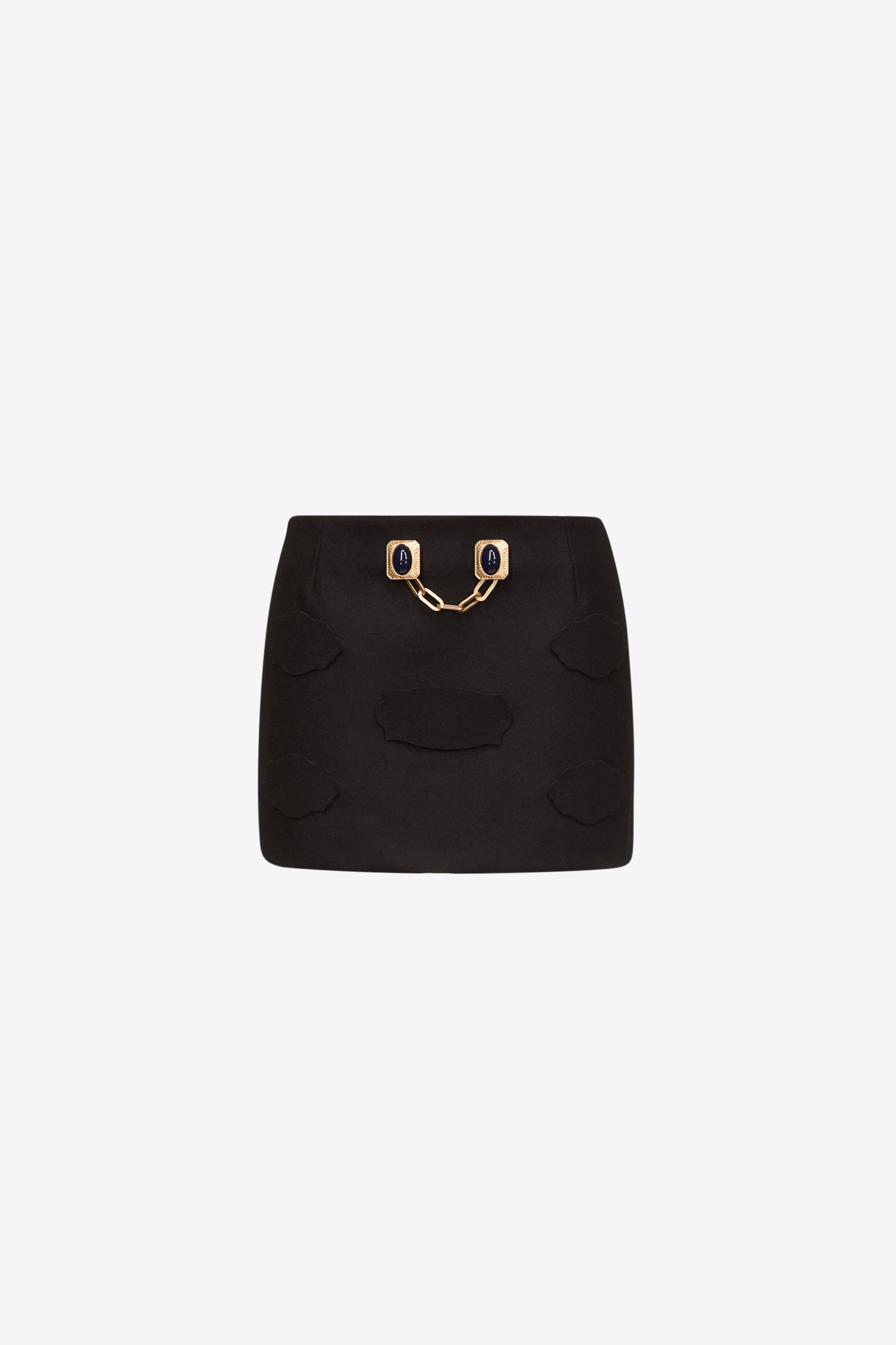 GEMSTONE BUTTON MINI SKIRT - 1