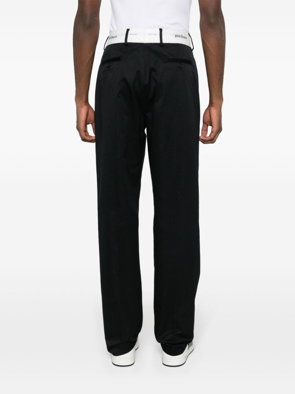 contrasting-waistband tapered trousers - 4