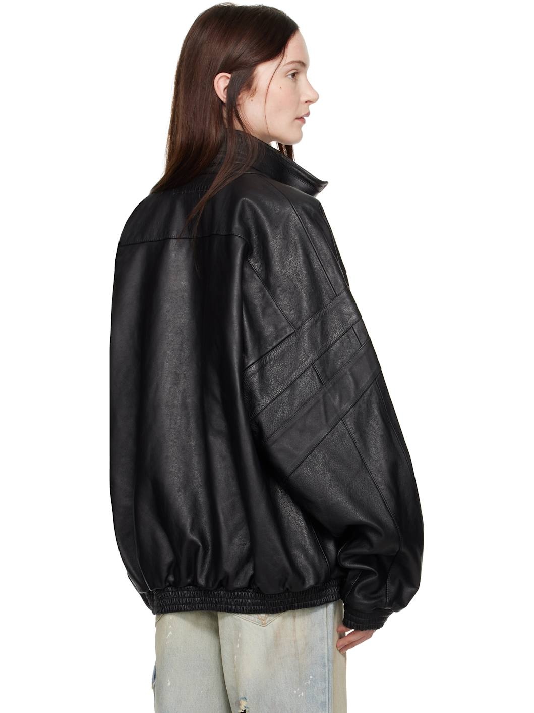 Black Tracksuit Leather Jacket - 3