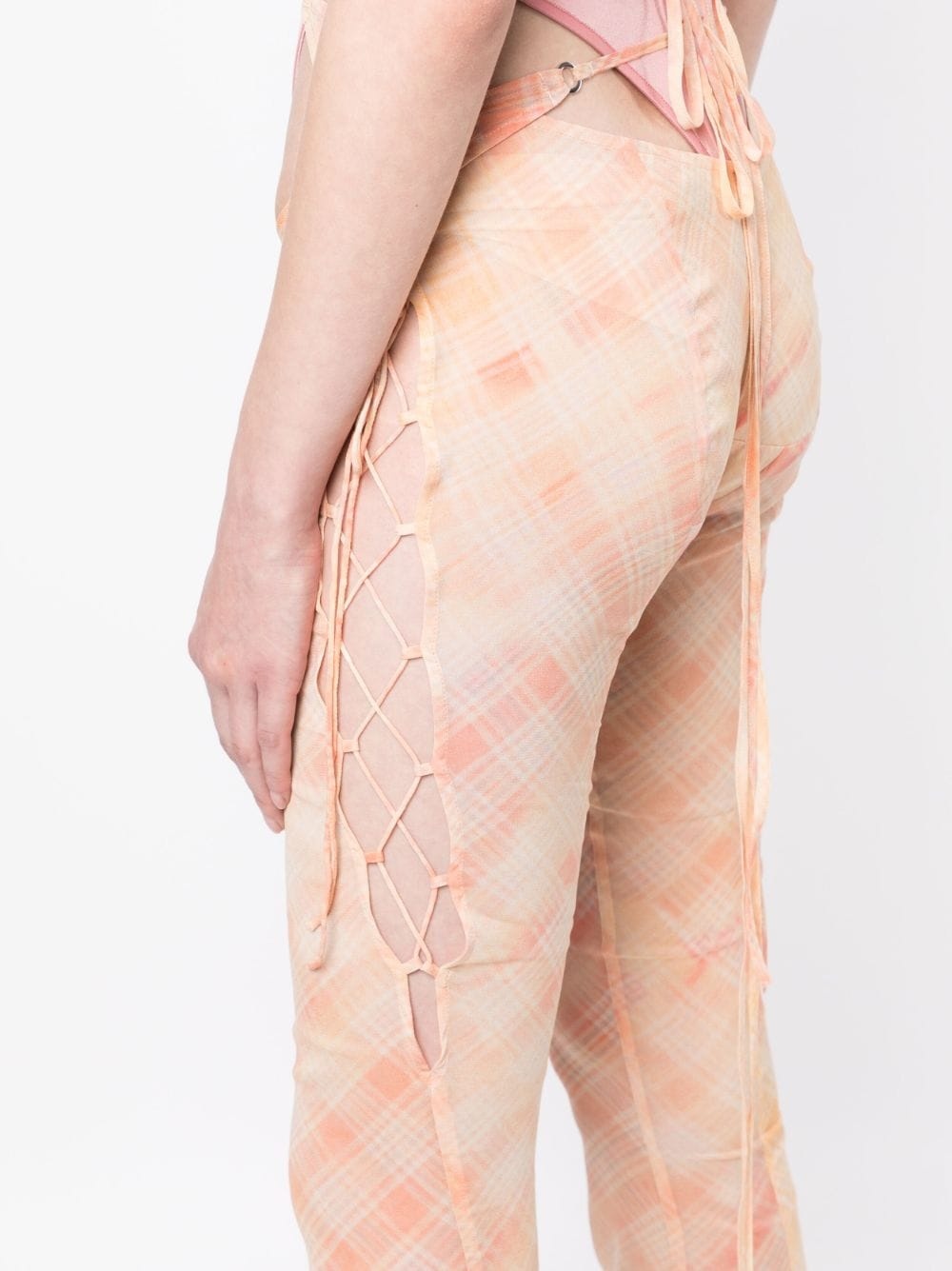 Glimmer checked flared trousers - 5