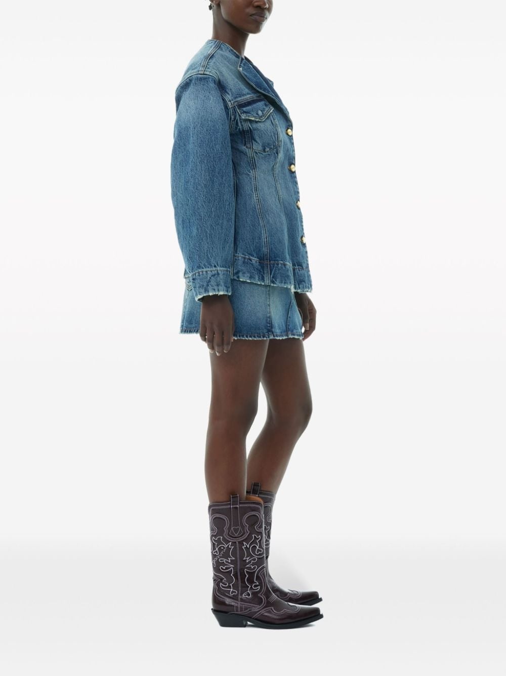 raw-cut denim blazer - 3