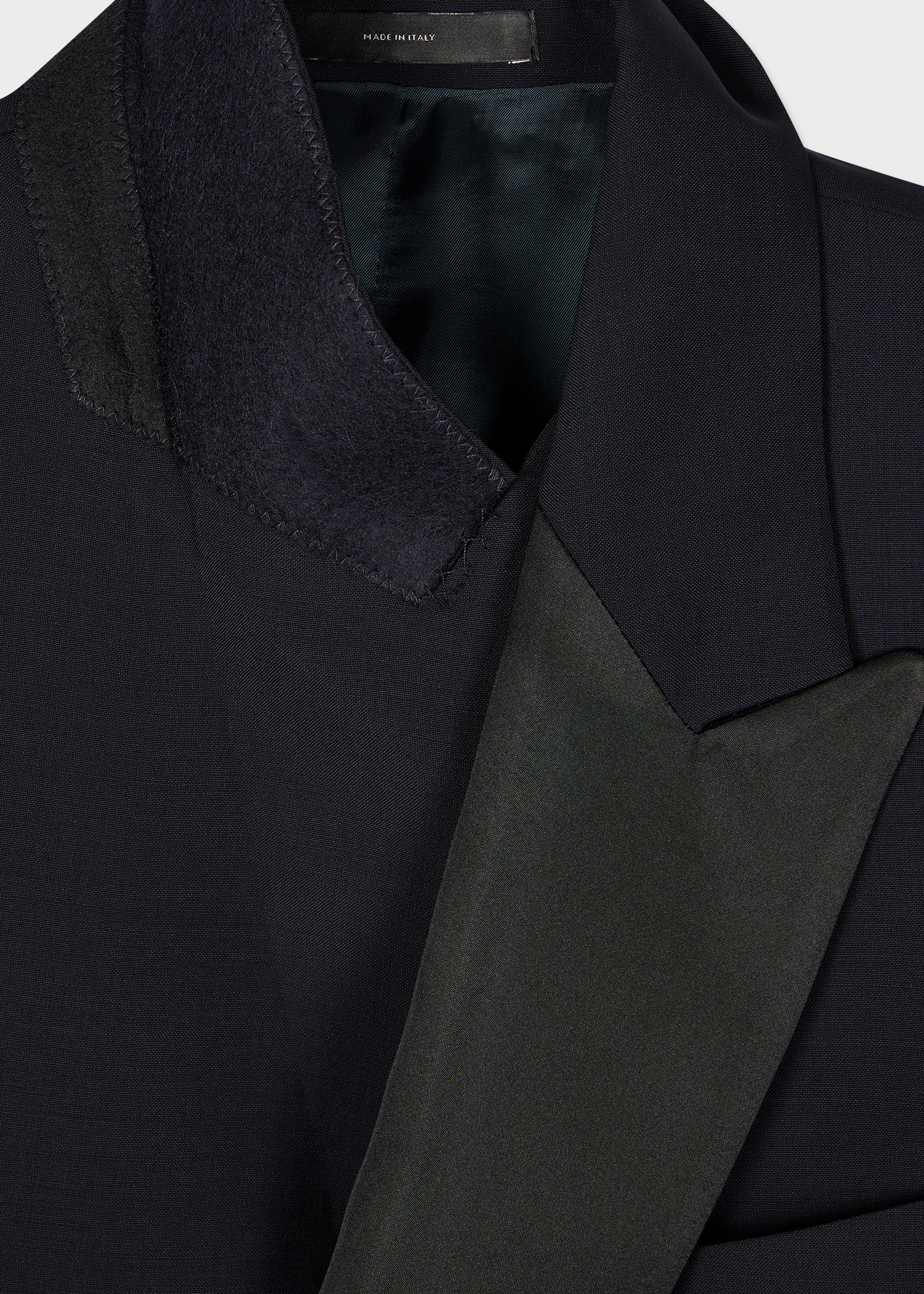 Dark Navy Wool-Mohair Double-Breasted Evening Blazer - 2