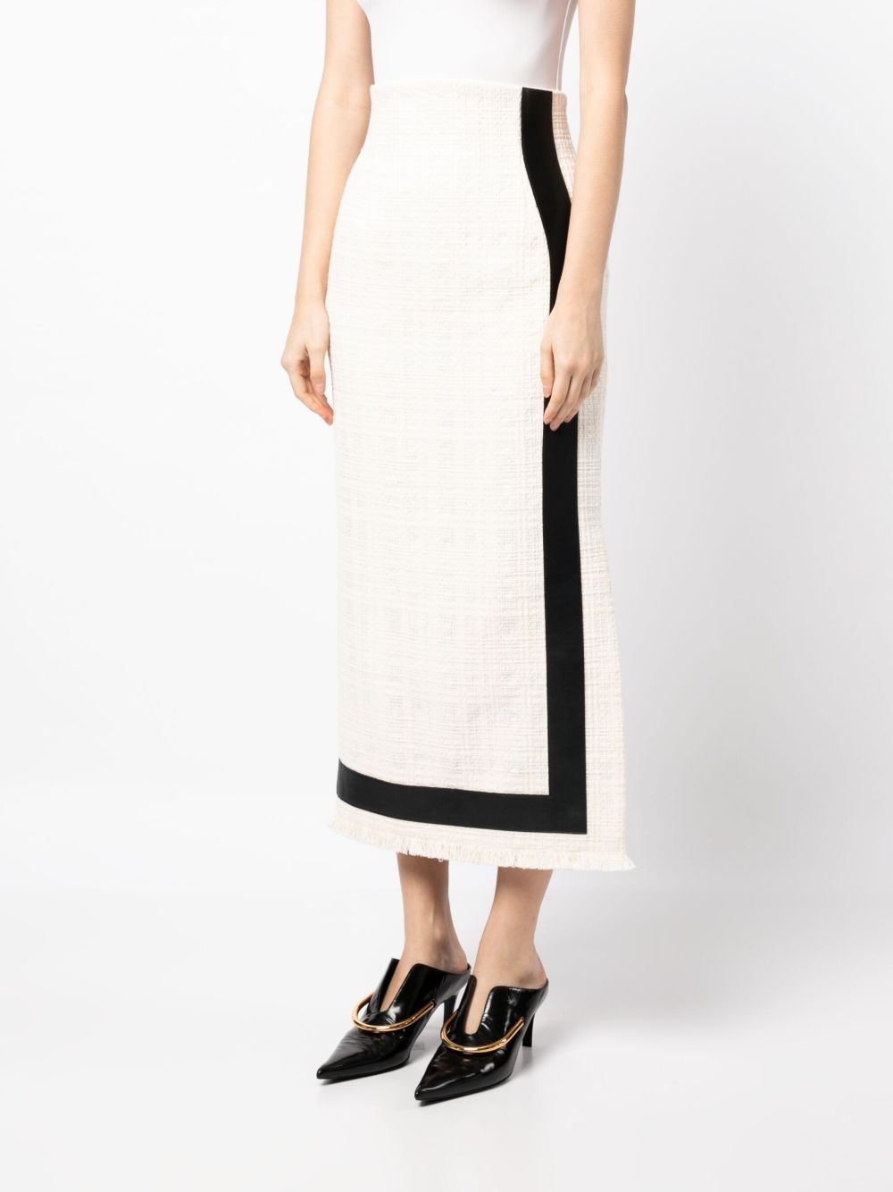 high-waisted striped tweed skirt - 3