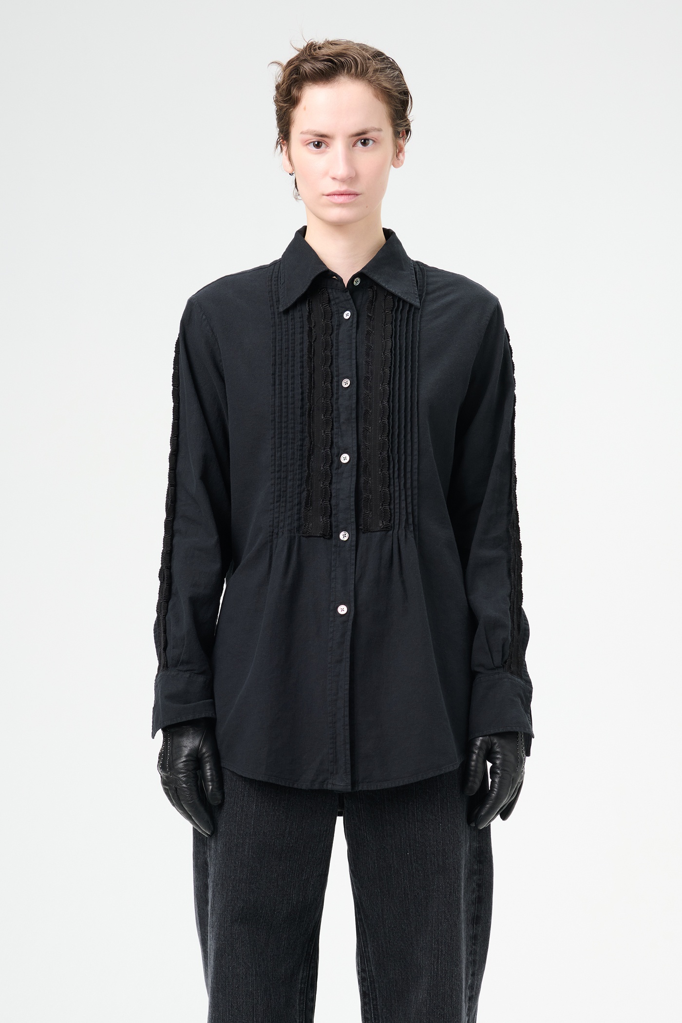 Sincere Shirt Pleated Black Kitchen Weave - 8