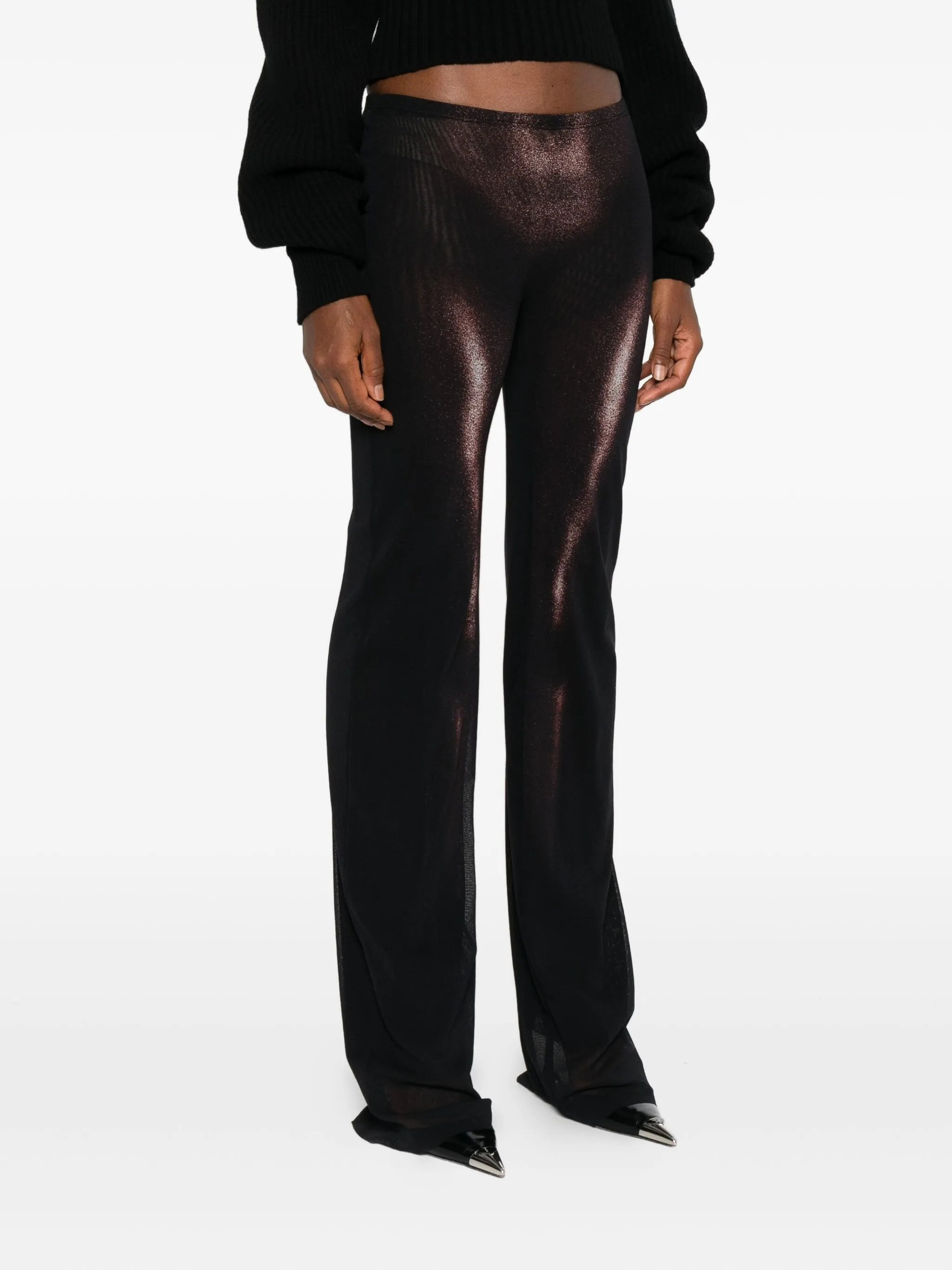 body-print mesh trousers - 3