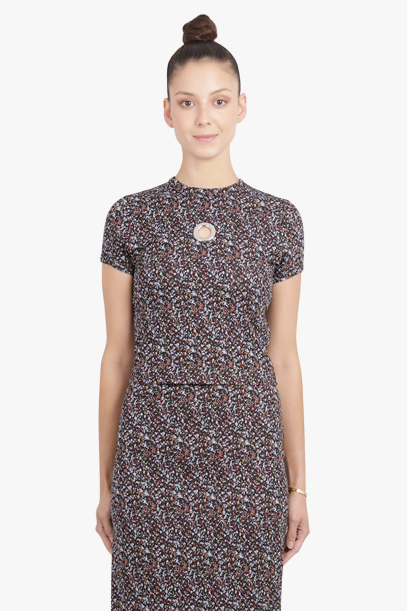 rabanne GEO PRINT CAP SLEEVE TOP | BLACK/BLUE/RED outlook
