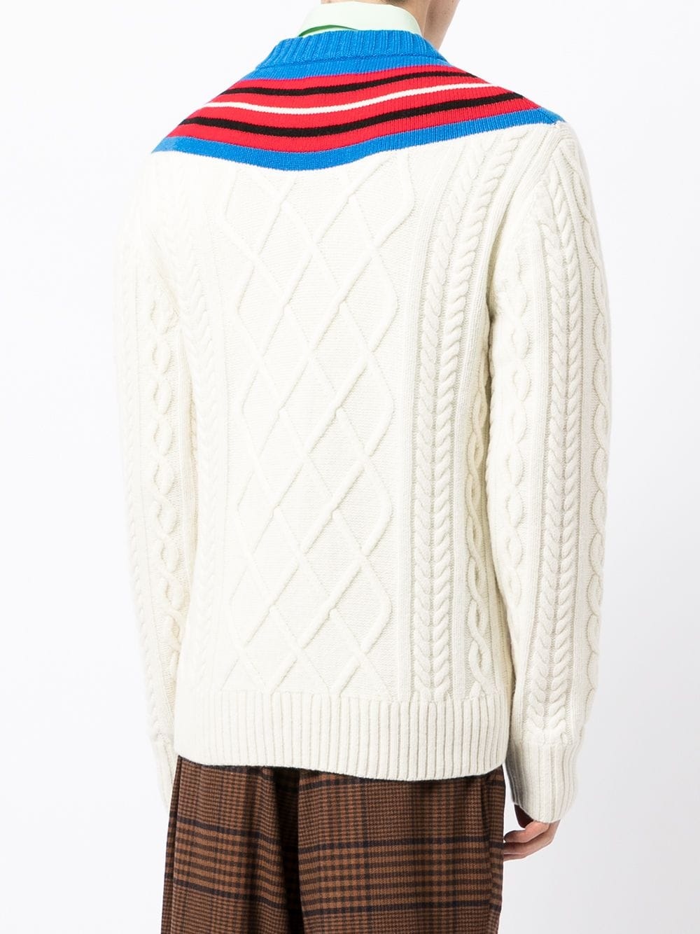 cable-knit V-neck jumper - 4