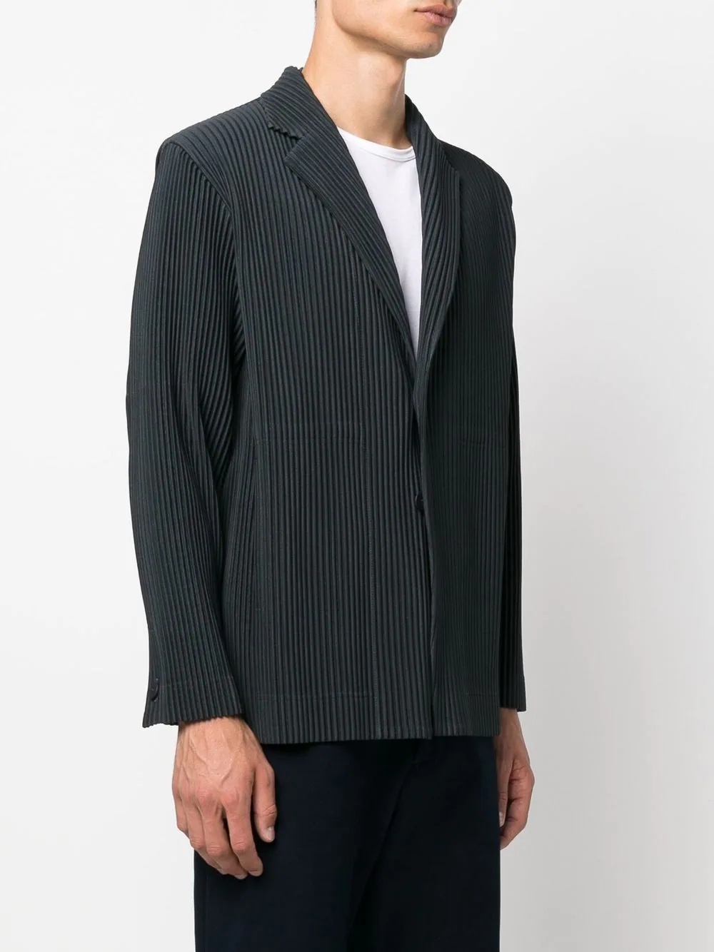 ribbed button-front blazer - 3