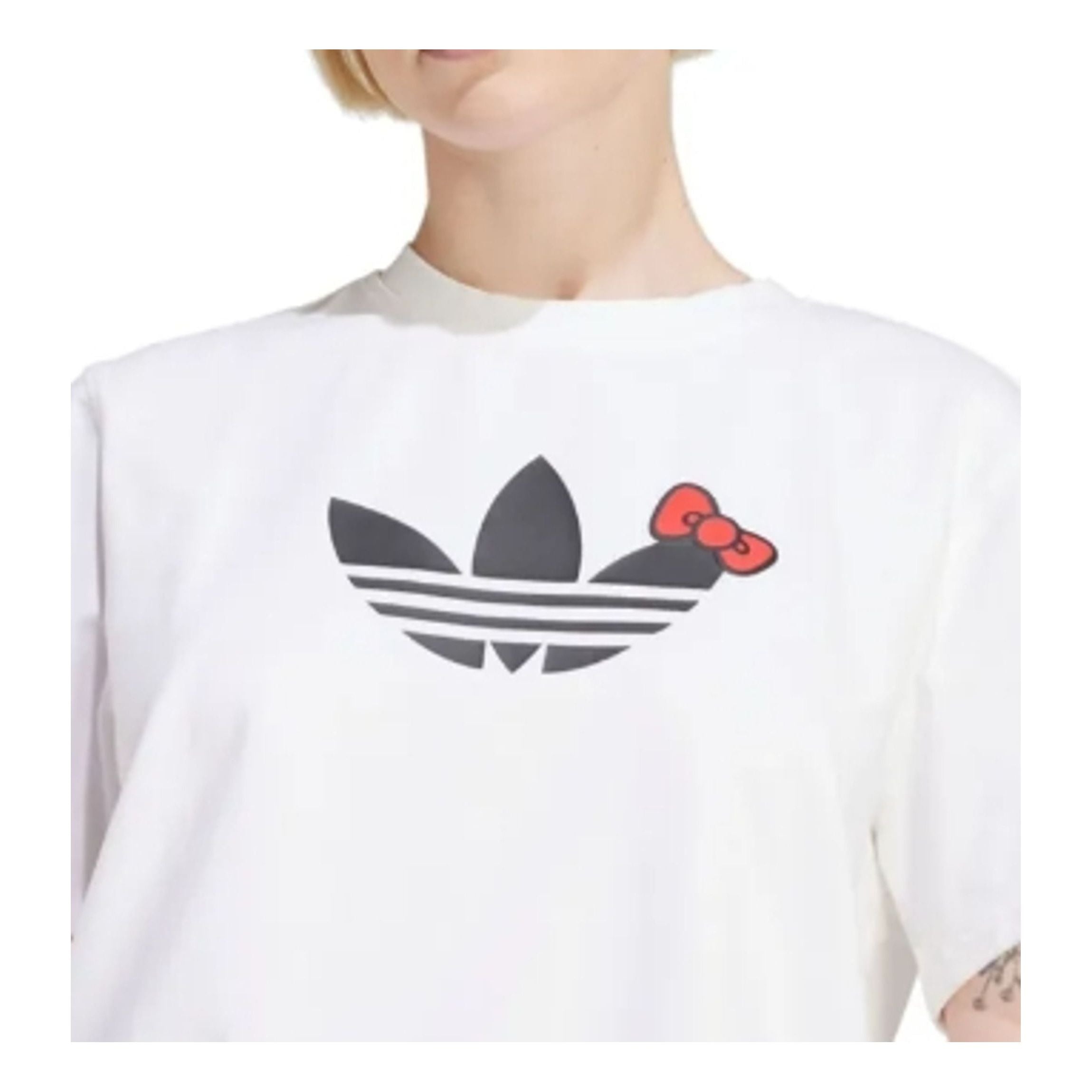 (WMNS) adidas x Hello Kitty Trefoil T-Shirt 'White Black' IX7880 - 2