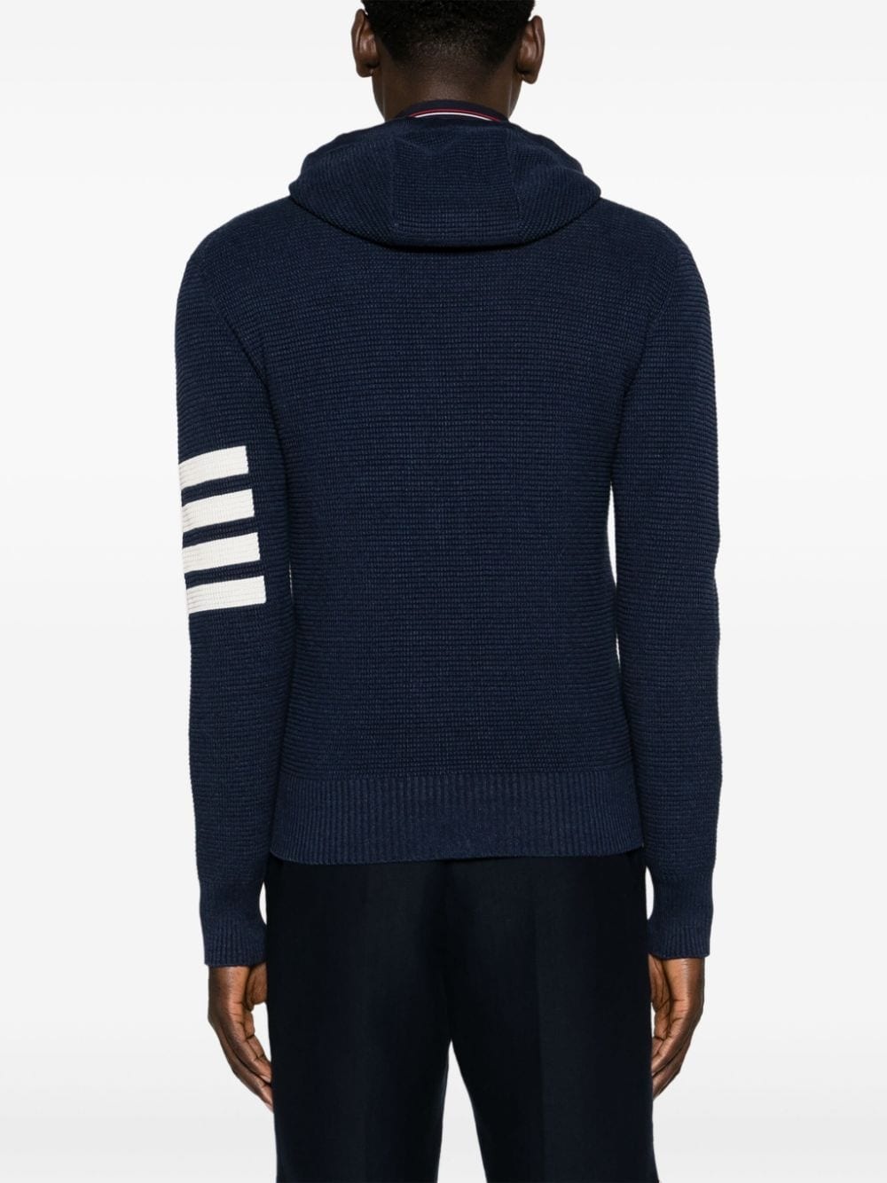 4-Bar stripe waffle-knit hoodie - 4