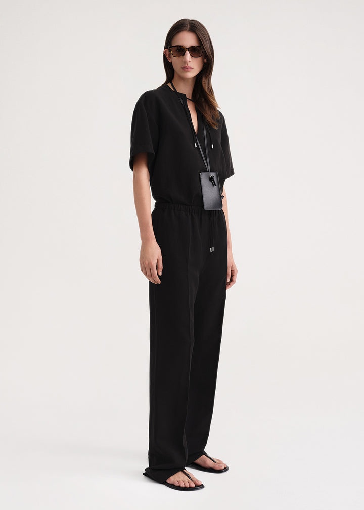 Press-creased drawstring trousers black - 3