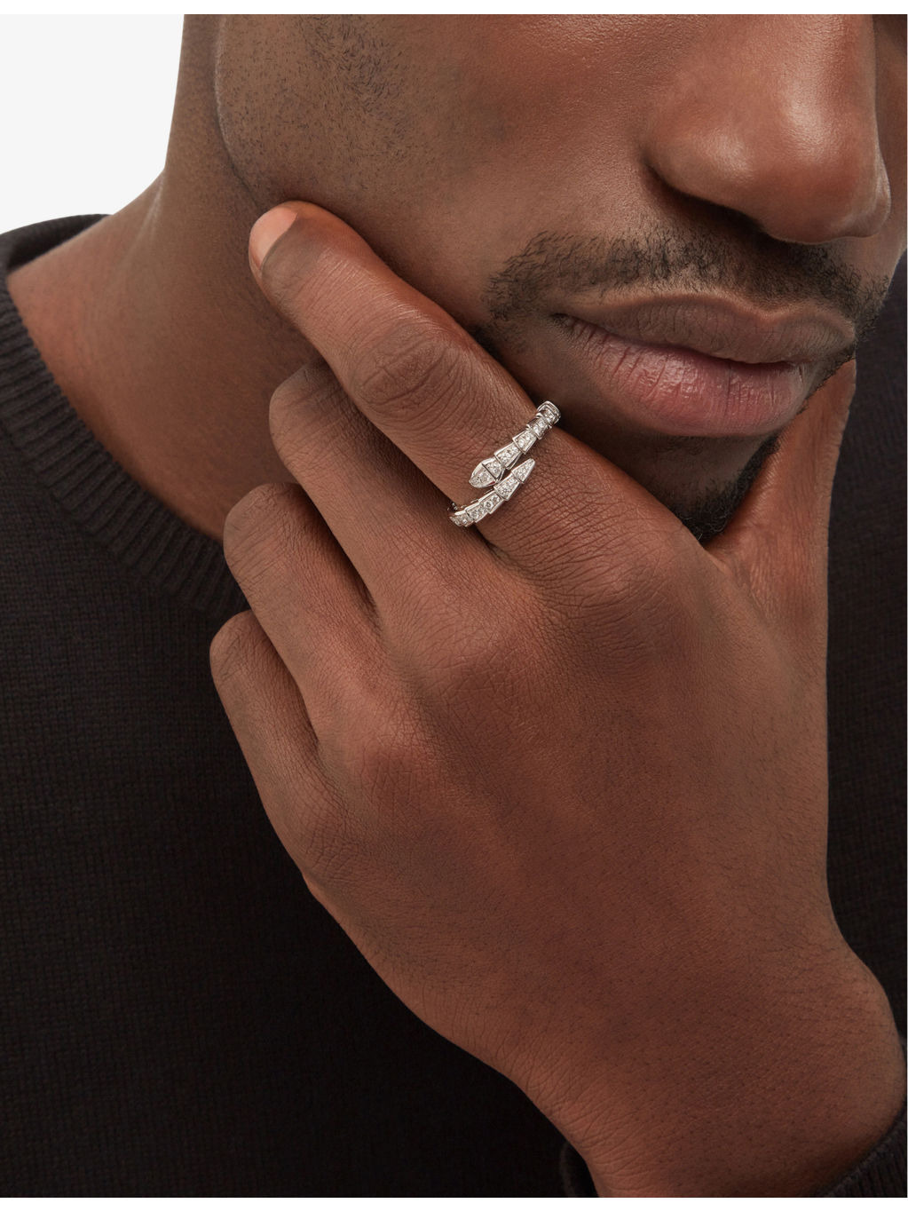Serpenti 18kt white-gold and diamond ring - 4