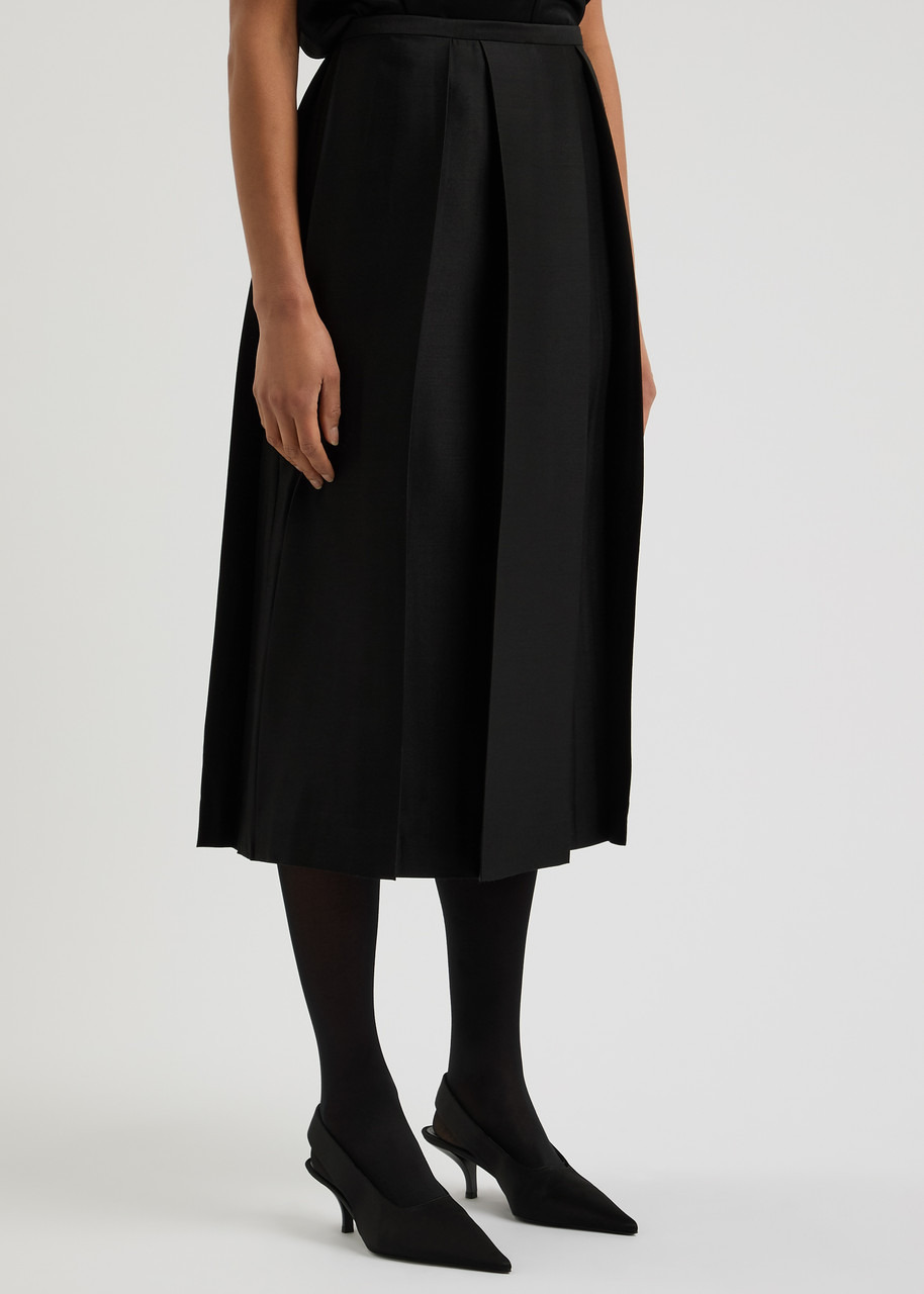 Toteme Pleated Wool and Silk-blend Midi Skirt - 2