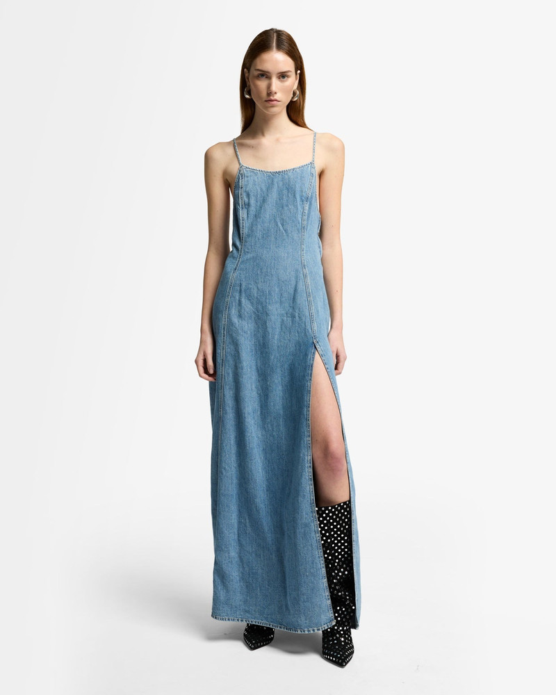 7 For All Mankind Indigo Linen Sleeveless Maxi Dress in Arizona outlook