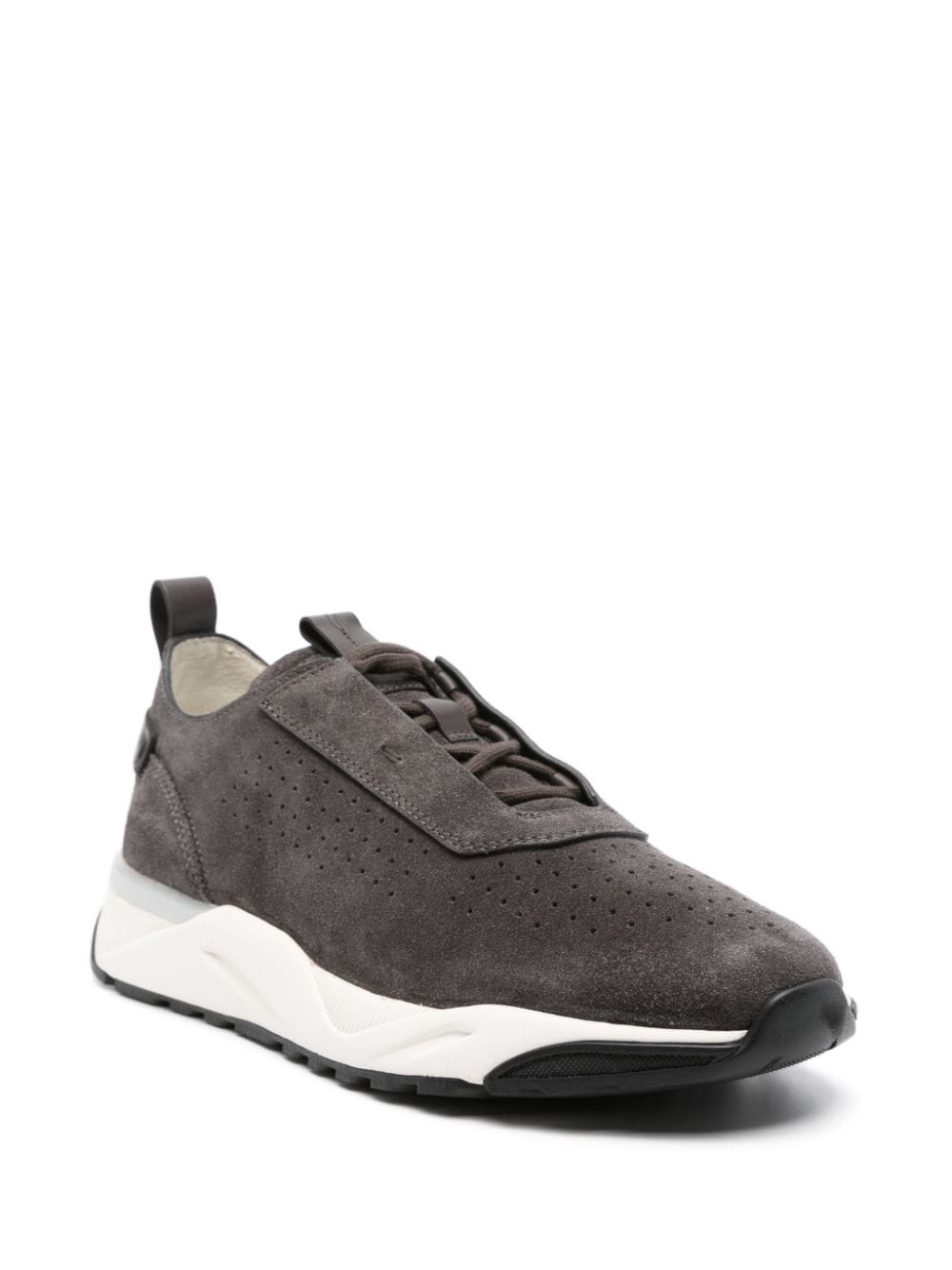 perforated suede sneakers - 2