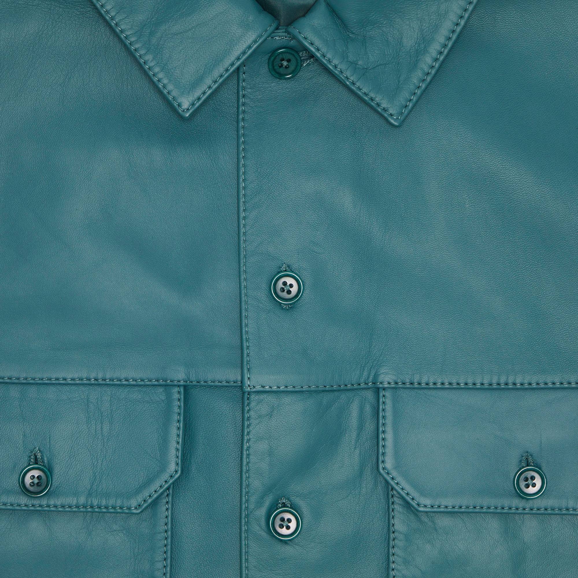 Supreme Short-Sleeve Leather Work Shirt 'Dusty Teal' - 3