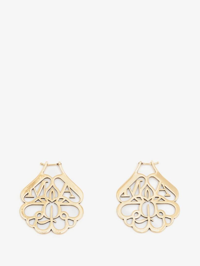 Seal Cut-out Earrings in Antique Gold 3