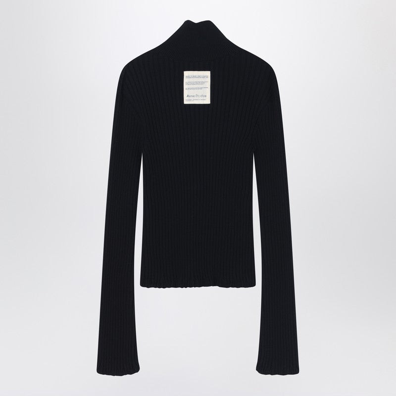 Acne Studios Black Ribbed Zip Cardigan Women - 2