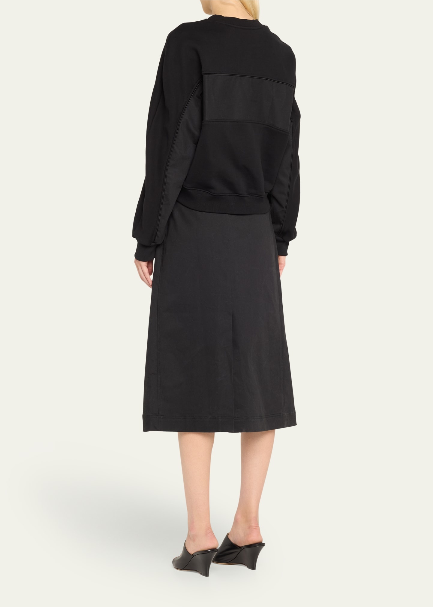 Long-Sleeve Draped Combo Utility Dress - 3